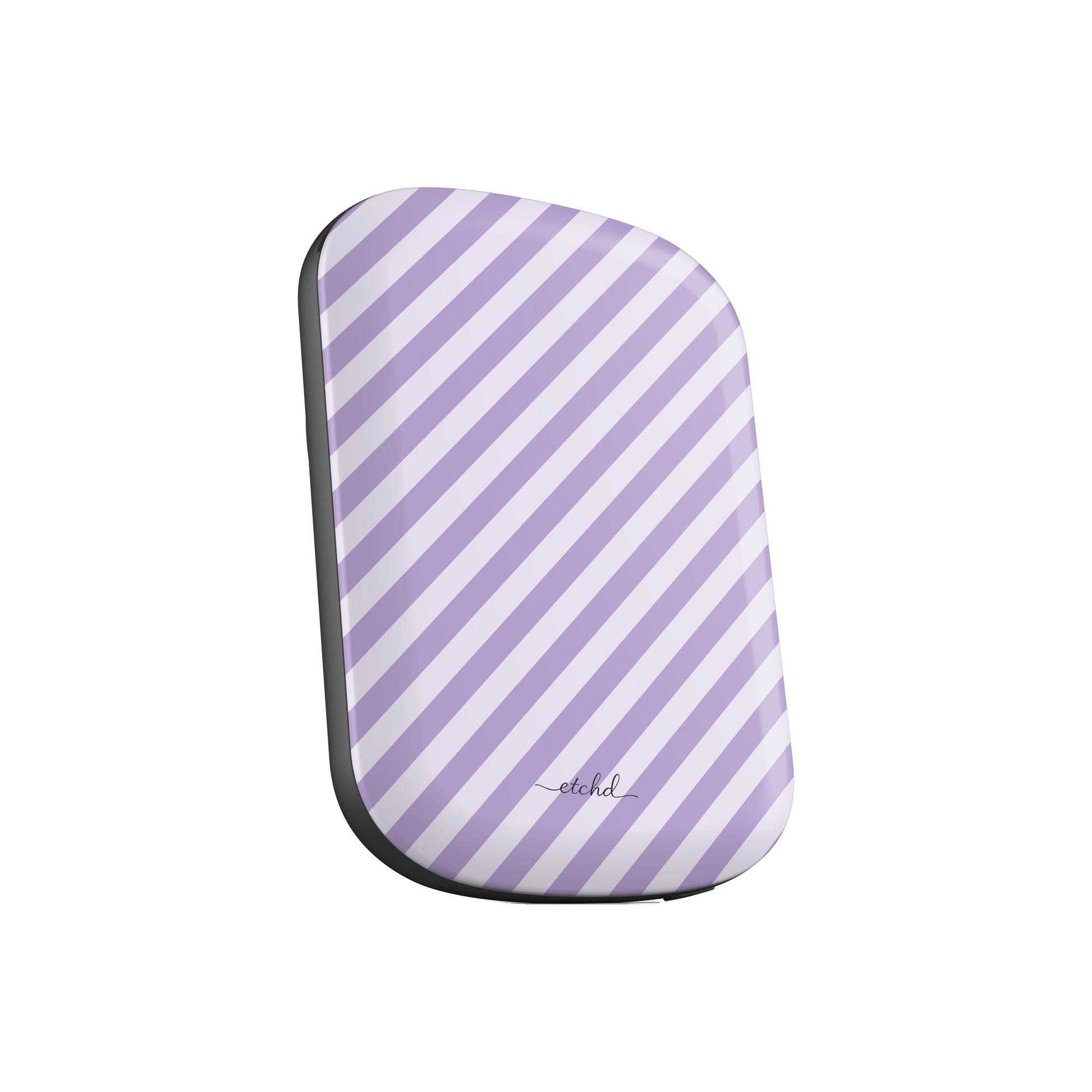 Lilac & Cream Striped Diagonal Powerbank magnetico di etchd, vista 2