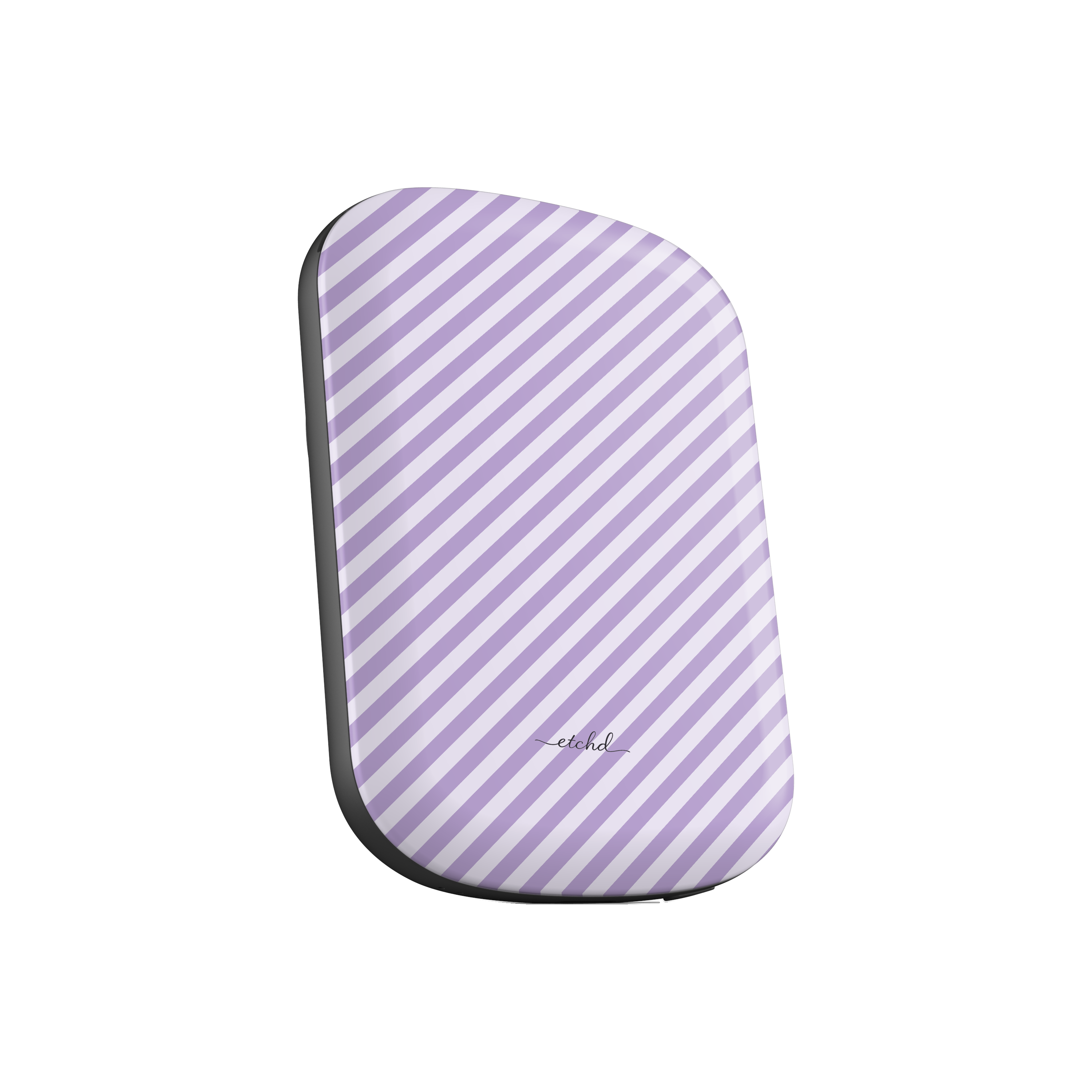 Lilac & Cream Striped Diagonal Magnetic Powerbank by etchd, view 2