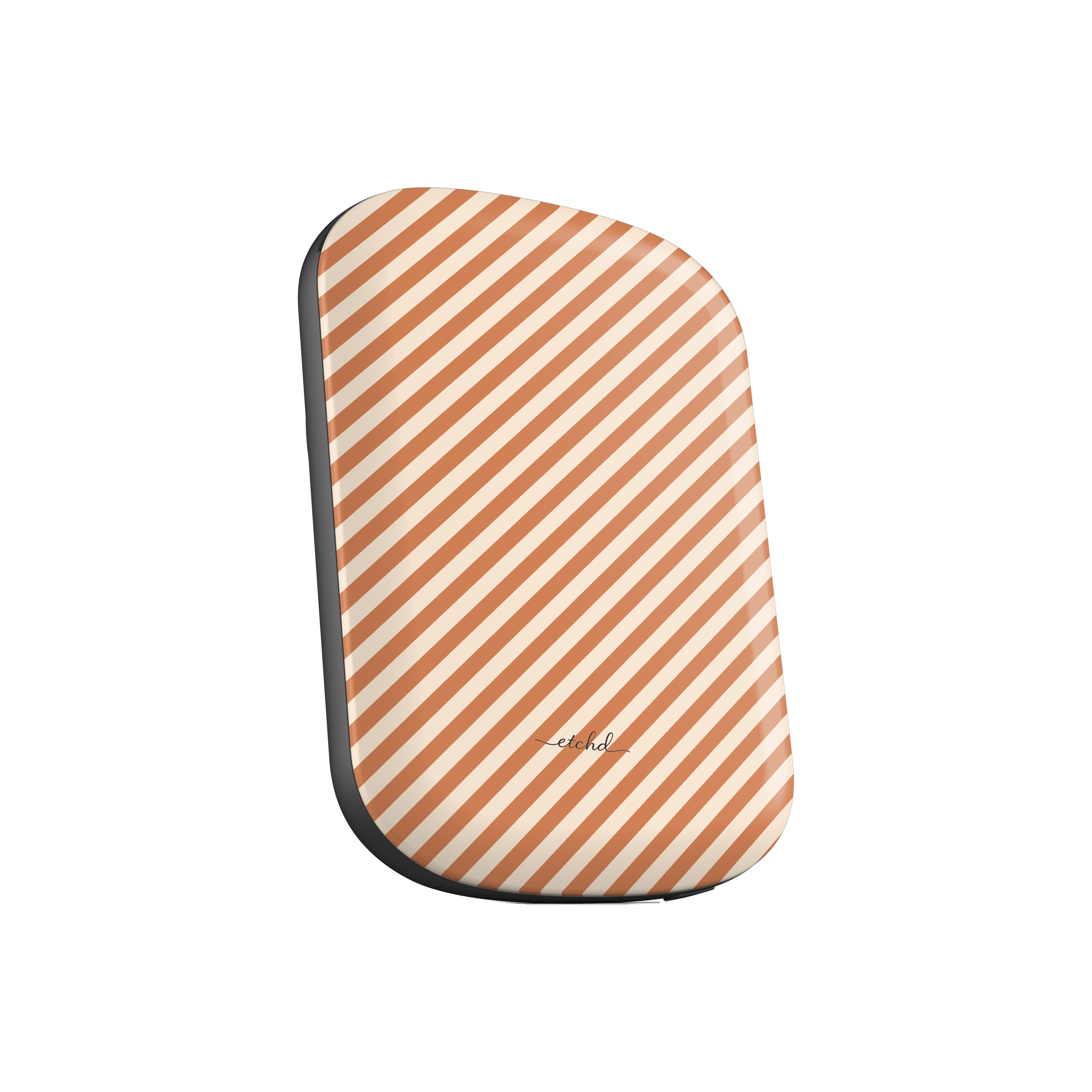 Terracotta & Cream Striped Diagonal Magnetic Powerbank by etchd, view 2