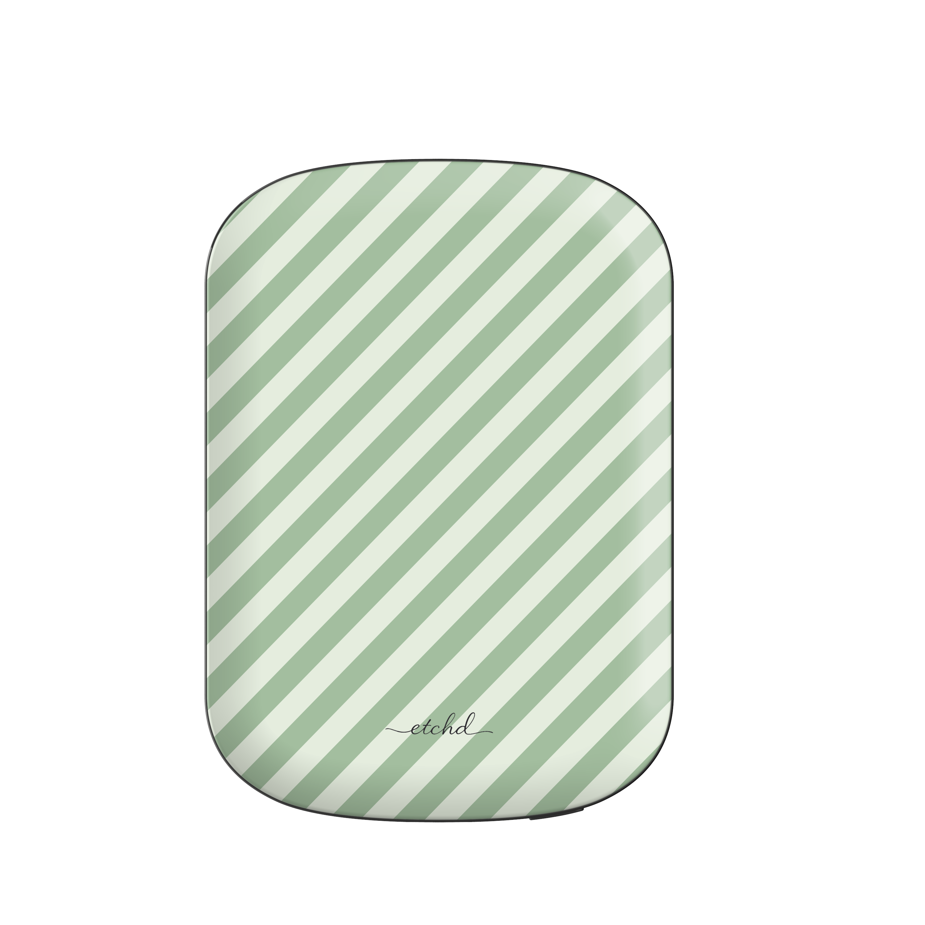 Sage & Cream Striped Diagonal Magnetic Powerbank by etchd