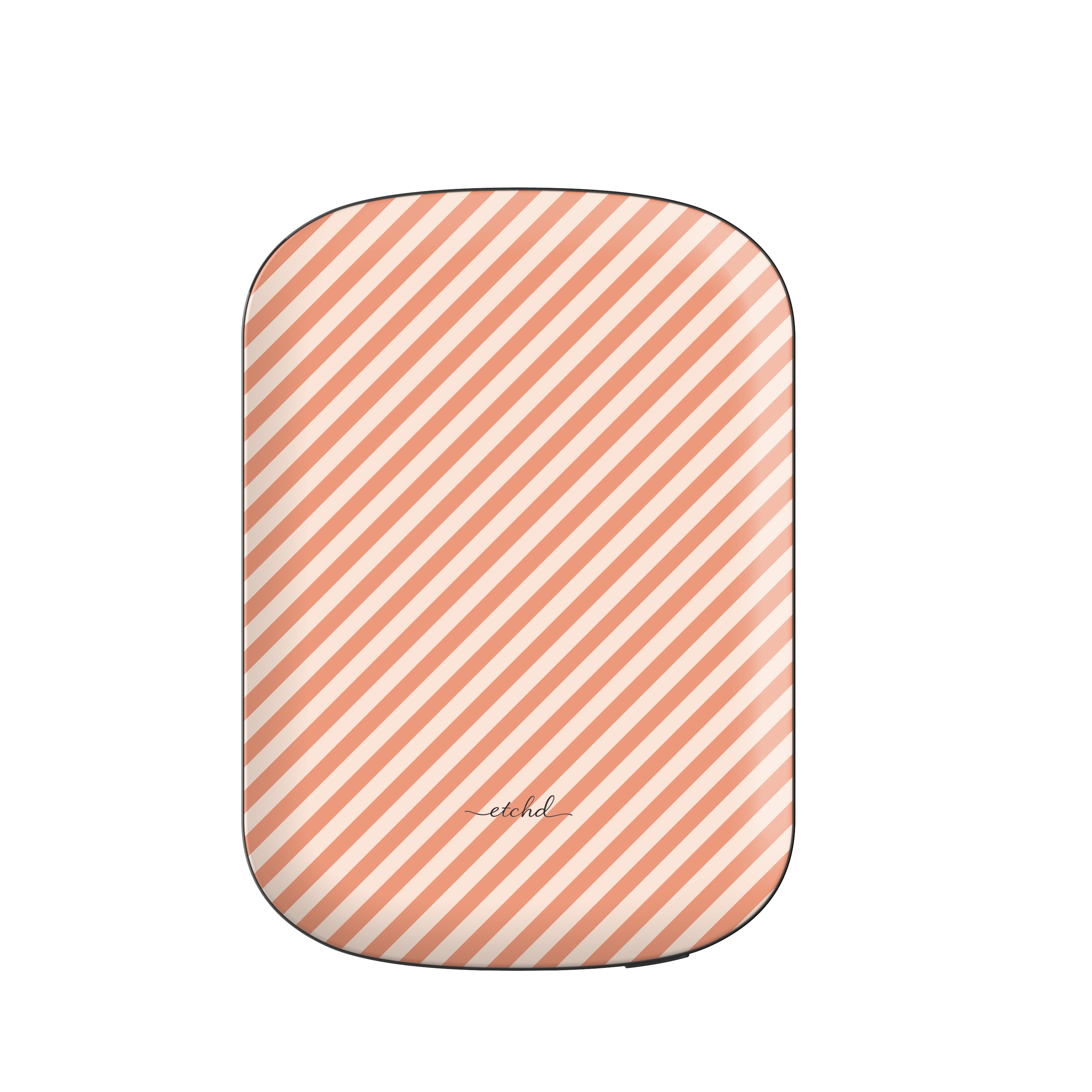 Coral & Cream Striped Diagonal Magnetic Powerbank by etchd