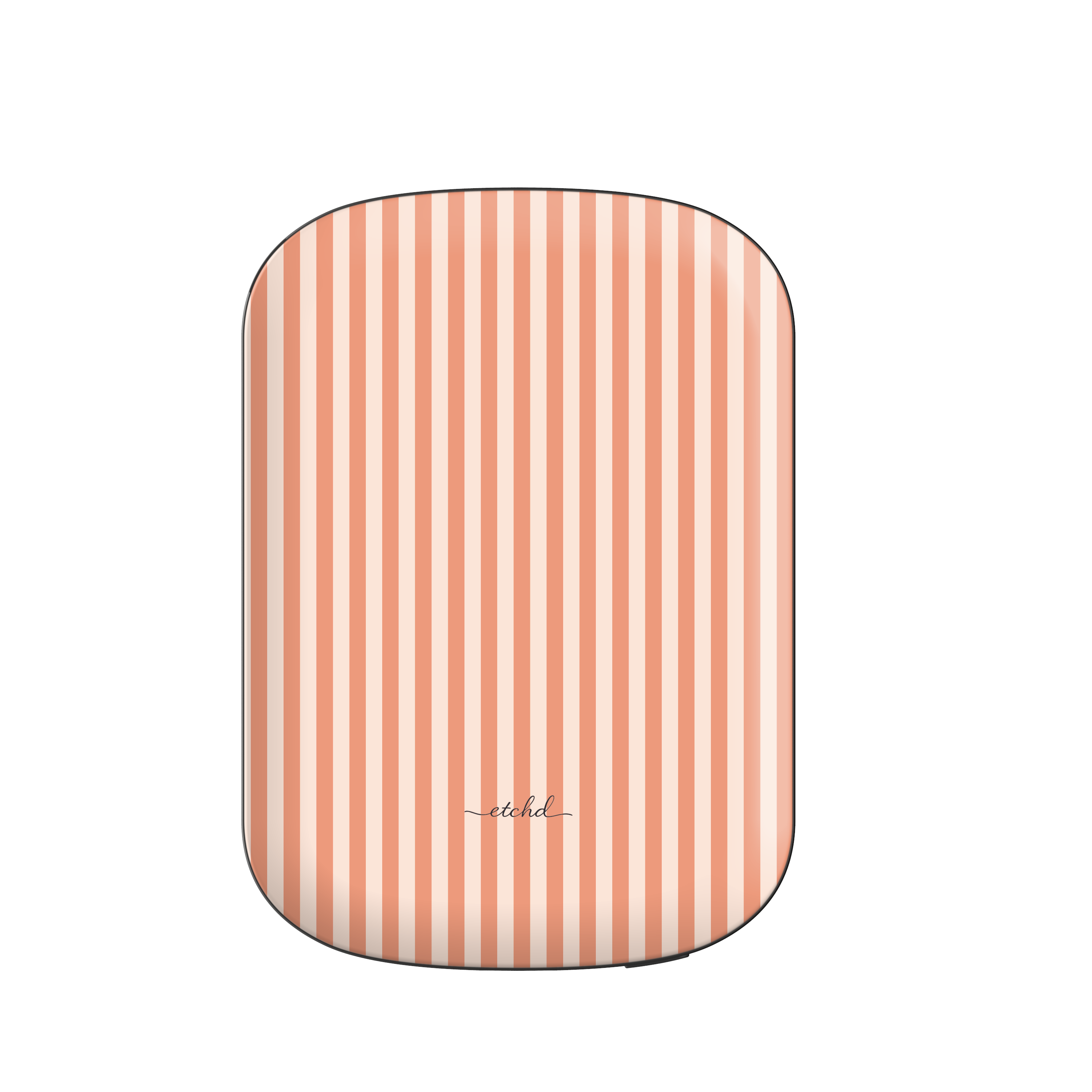 Coral & Cream Striped Magnetic Powerbank by etchd