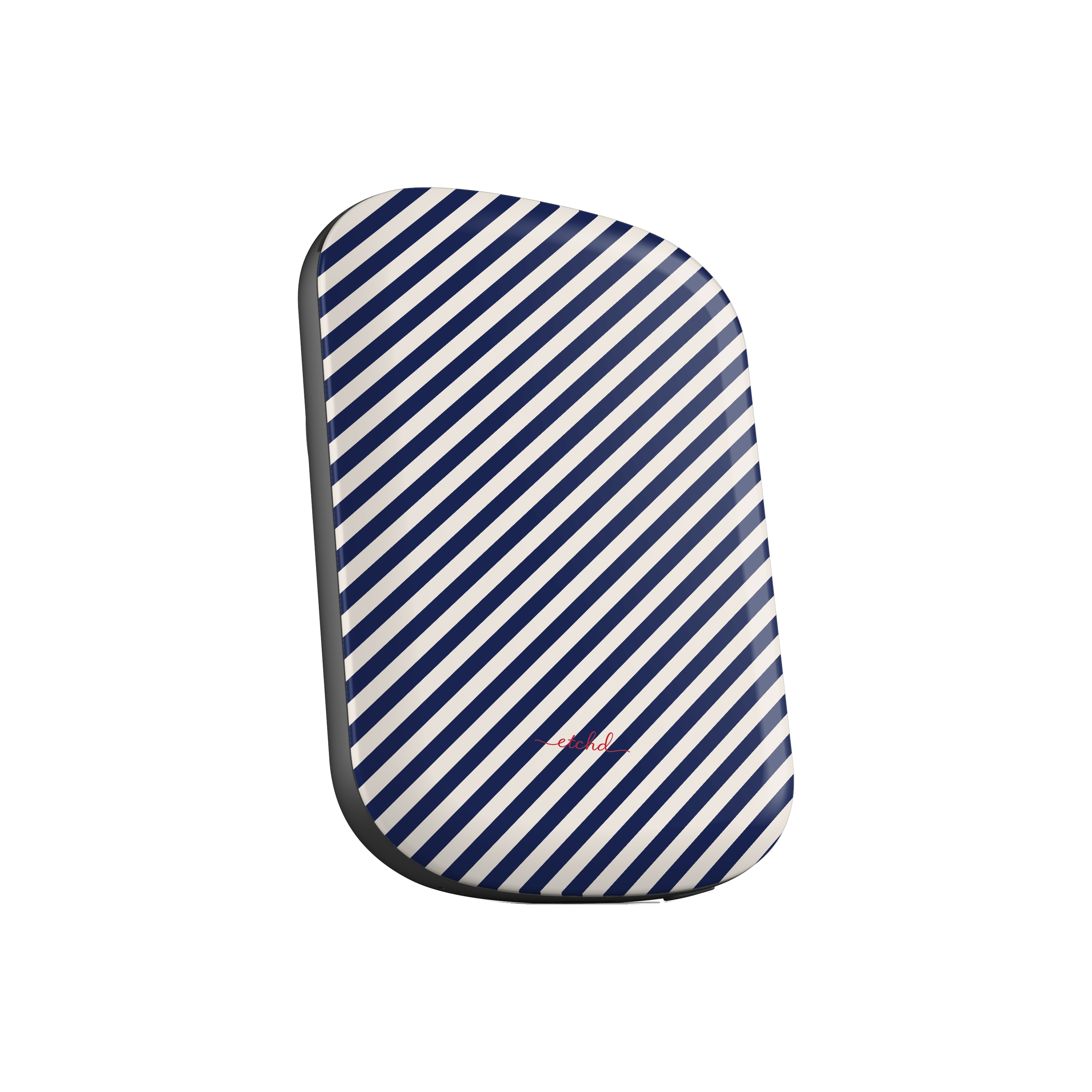 Navy & Cream Striped Diagonal Magnetic Powerbank by etchd, view 2