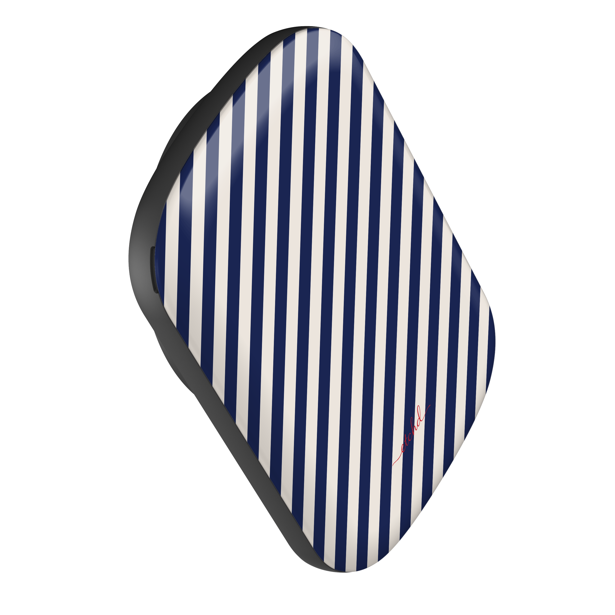 Navy & Cream Striped Diagonal Powerbank magnetico di etchd, vista 3