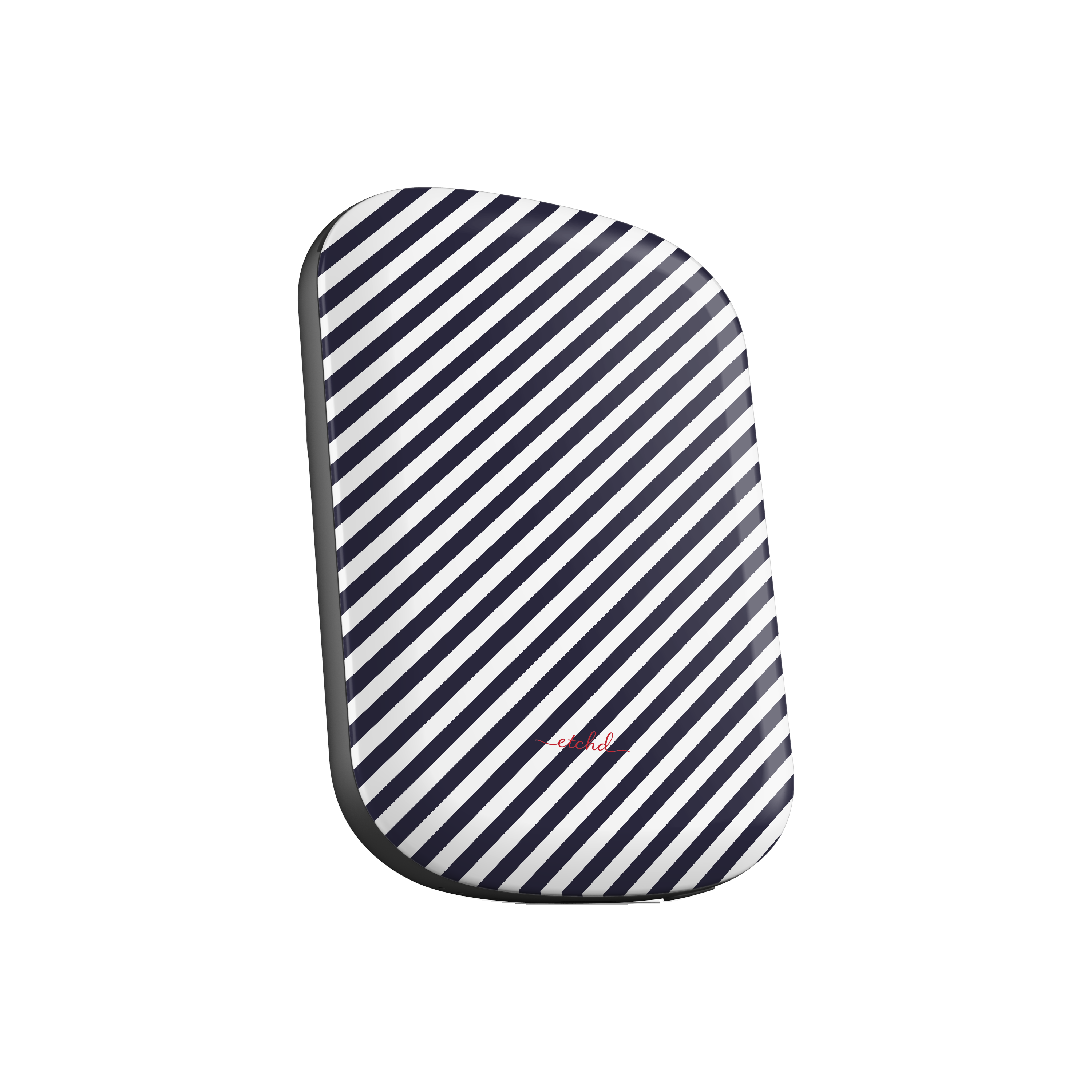Navy & White Striped Diagonal Magnetic Powerbank by etchd, view 2