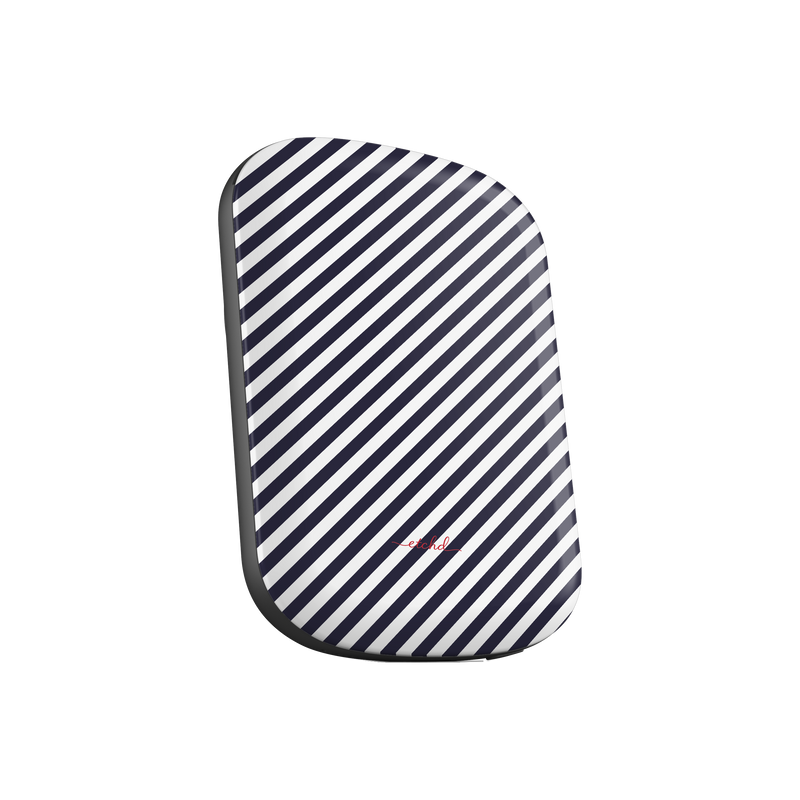 Navy & White Striped Diagonal Magnetic Powerbank by etchd, view 2