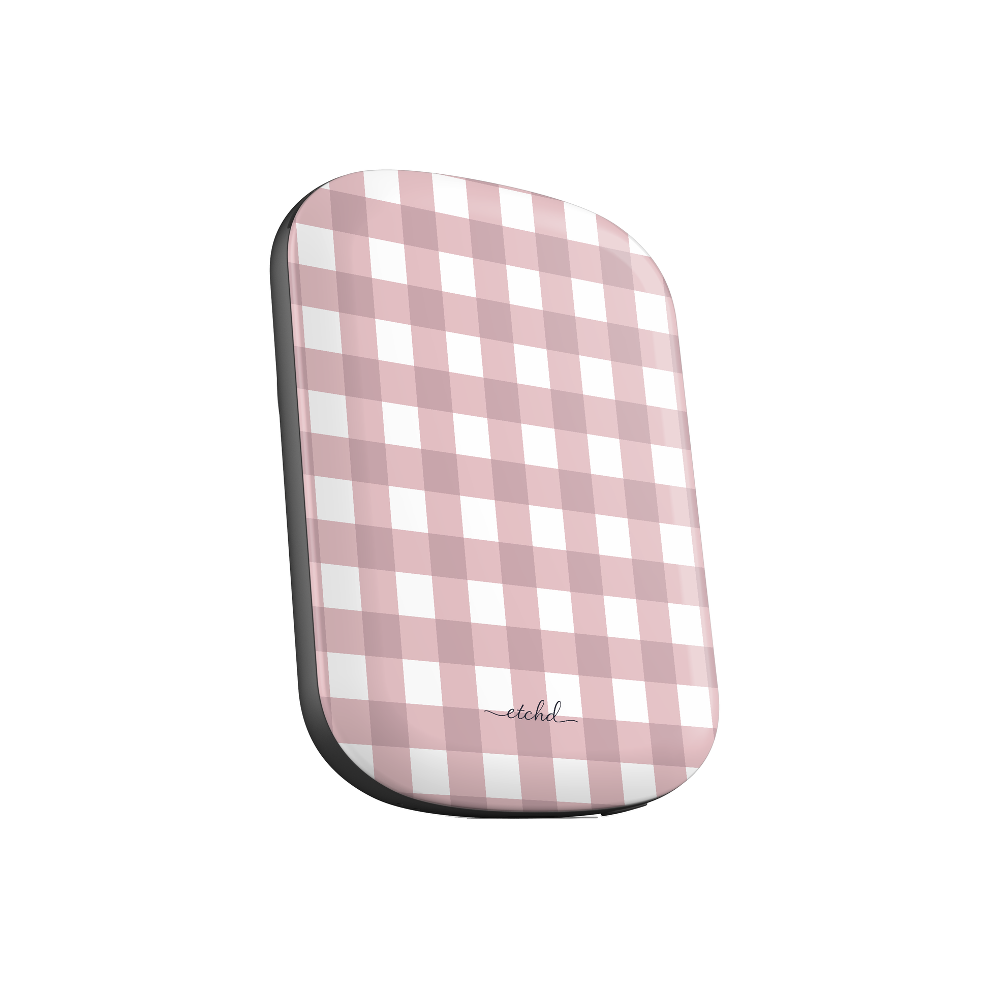 Pink & White Gingham Batería externa magnética de etchd, vista 2