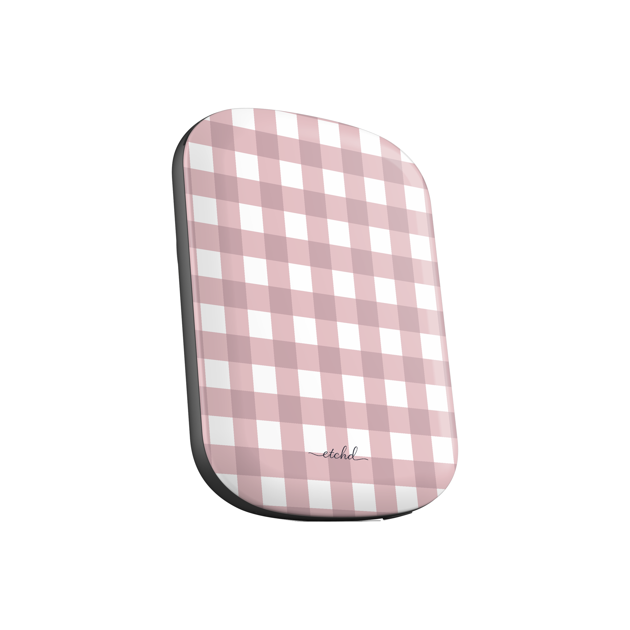 Pink & White Gingham Batería externa magnética de etchd, vista 2