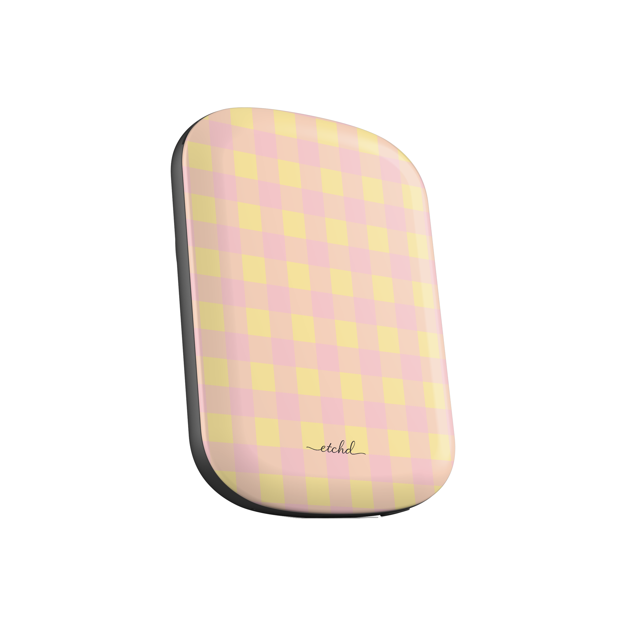 Butter & Pink Gingham Batería externa magnética de etchd, vista 2