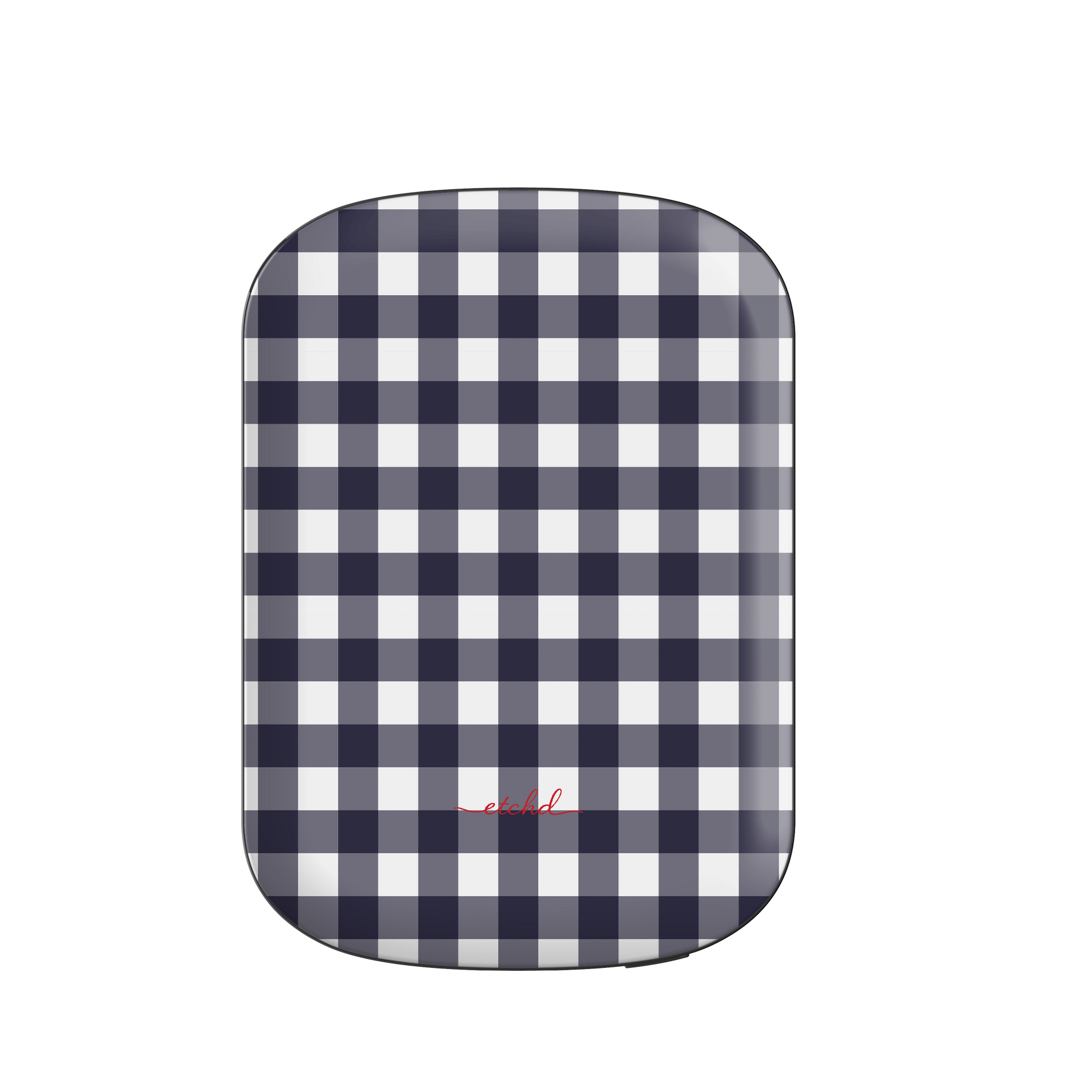 White & Navy Gingham Magnetic Powerbank by etchd