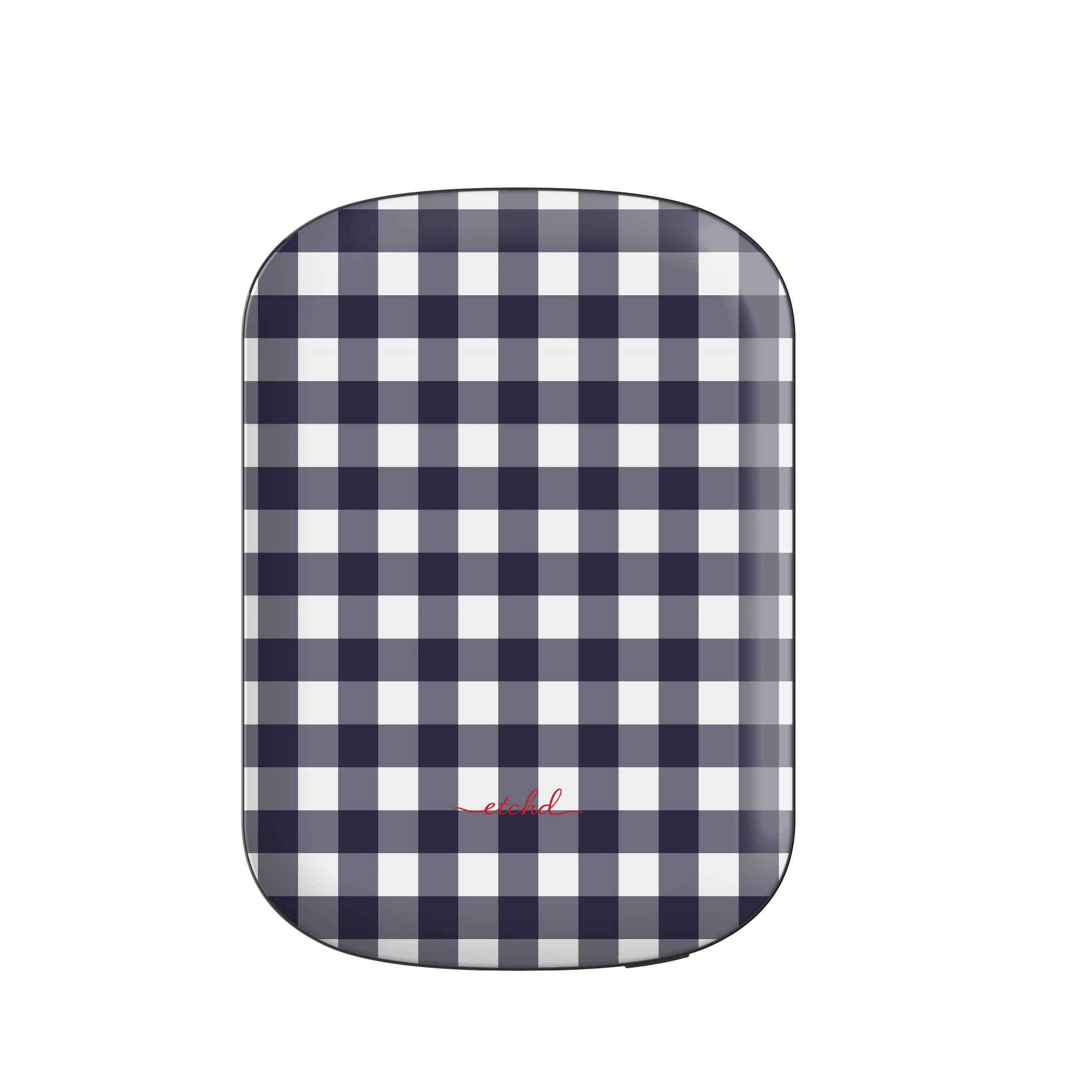 White & Navy Gingham Magnetic Powerbank by etchd