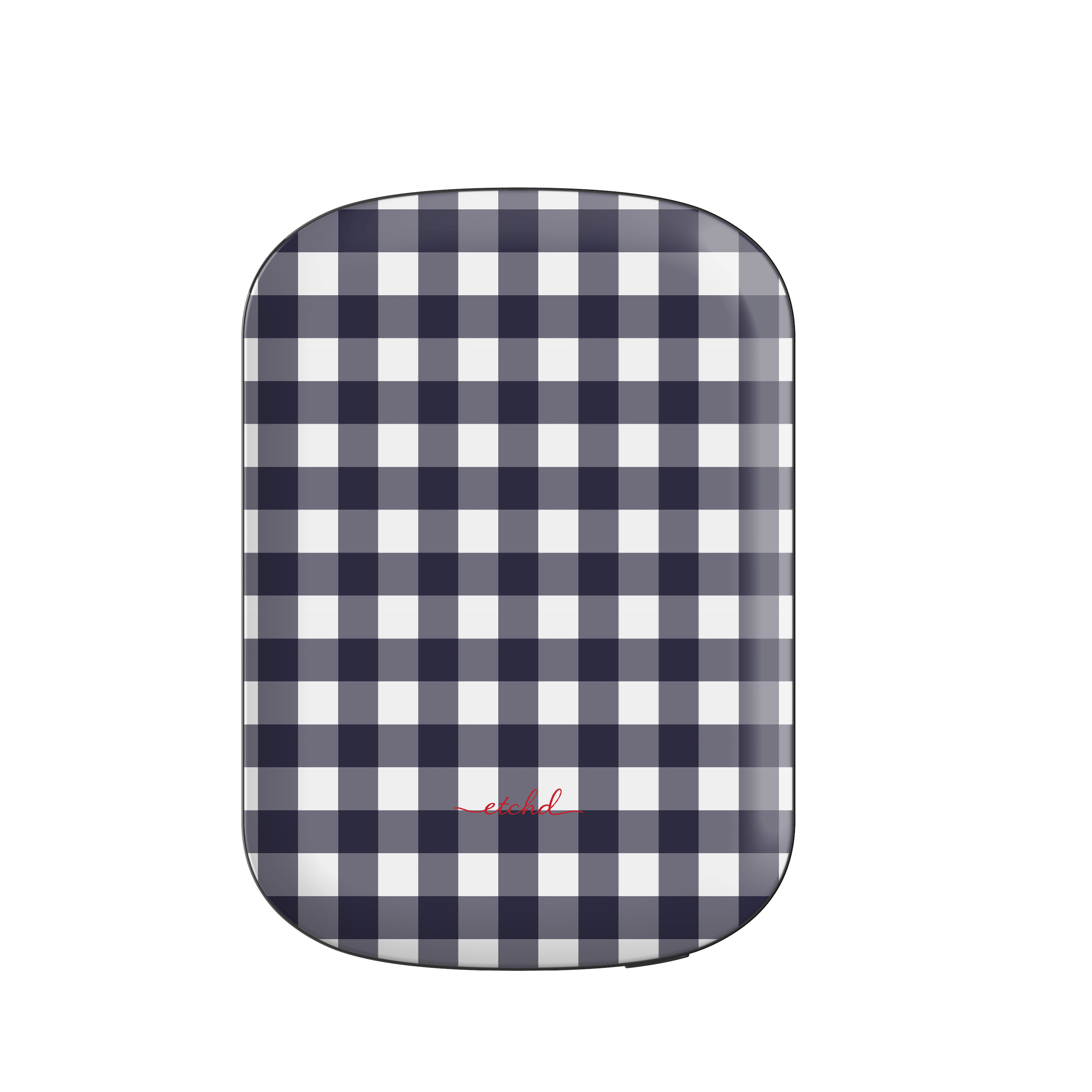 White & Navy Gingham Magnetic Powerbank by etchd