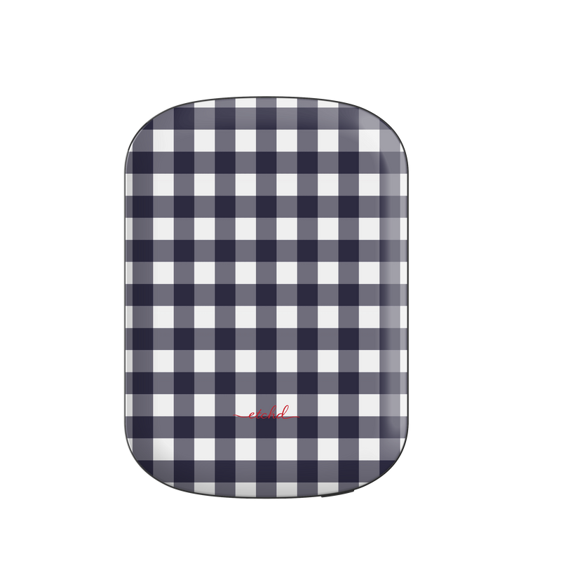 White & Navy Gingham Magnetic Powerbank by etchd