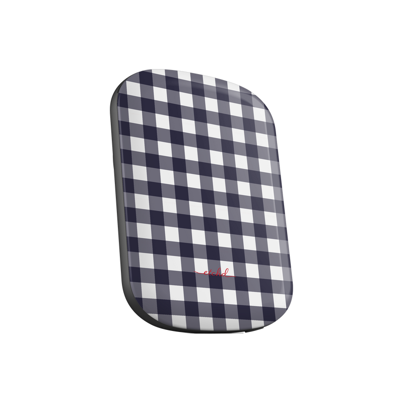 White & Navy Gingham Magnetic Powerbank by etchd, view 2