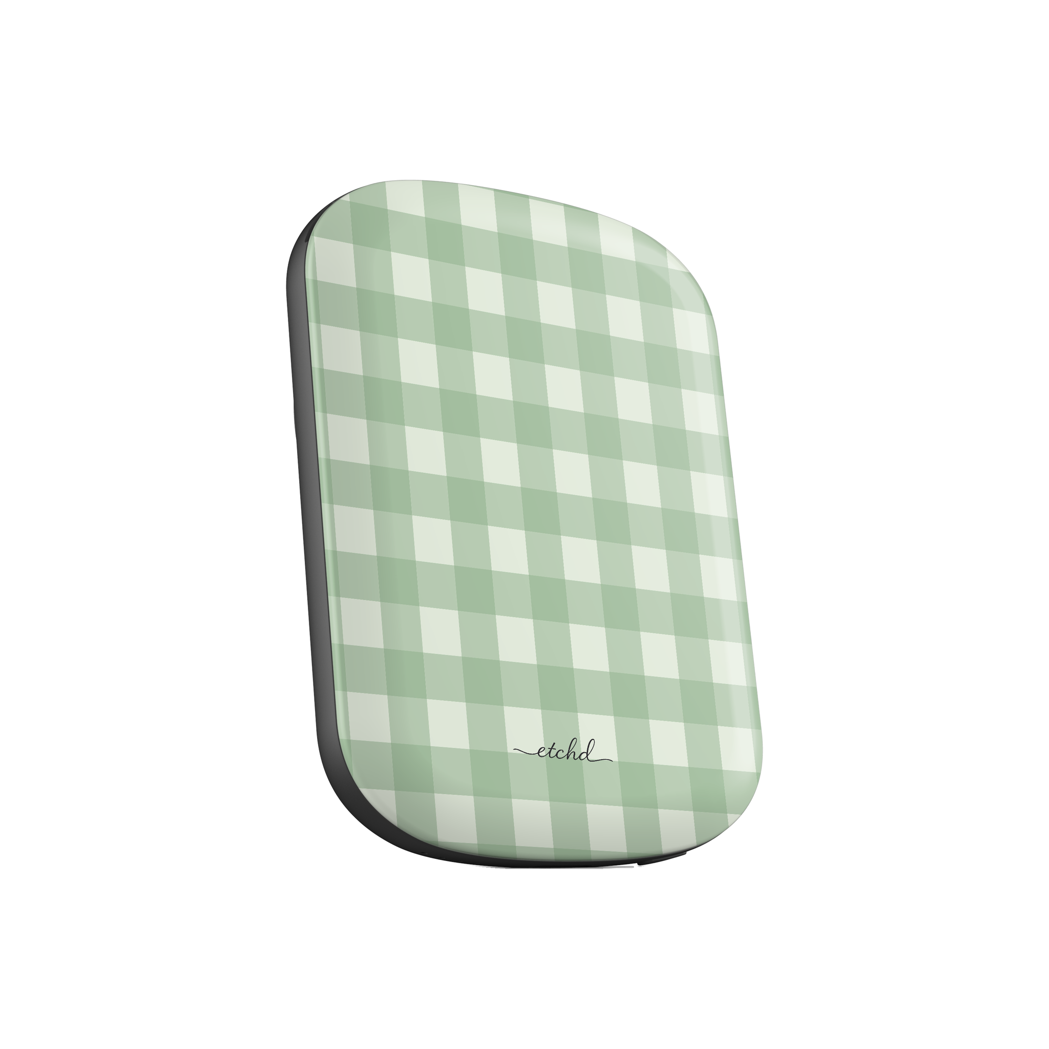 Sage & Cream Gingham Powerbank magnetico di etchd, vista 2