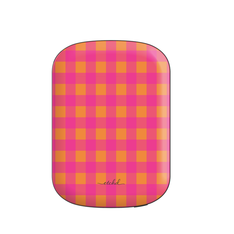 Pink & Orange Gingham Batería externa magnética de etchd