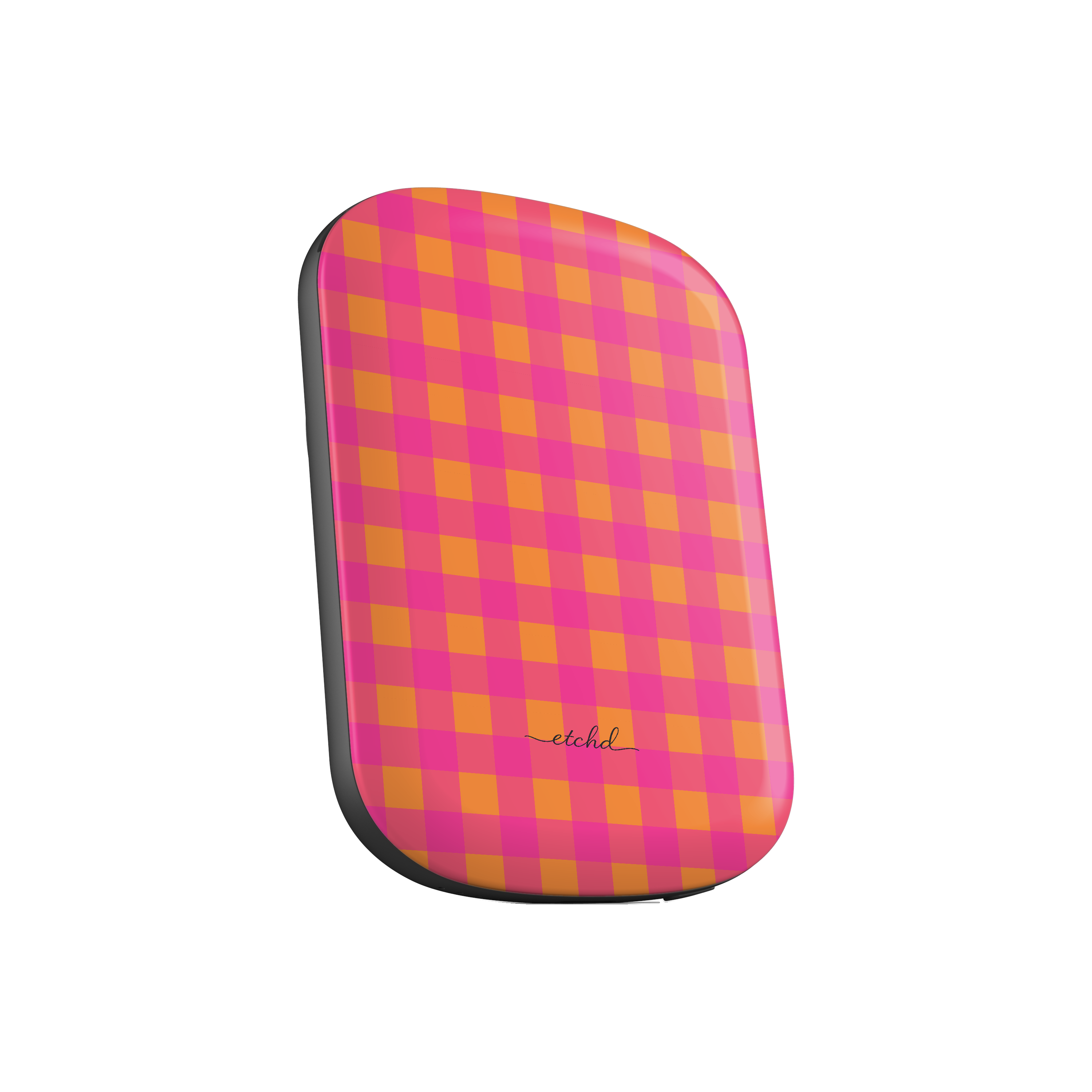 Pink & Orange Gingham Magnetic Powerbank by etchd, view 2