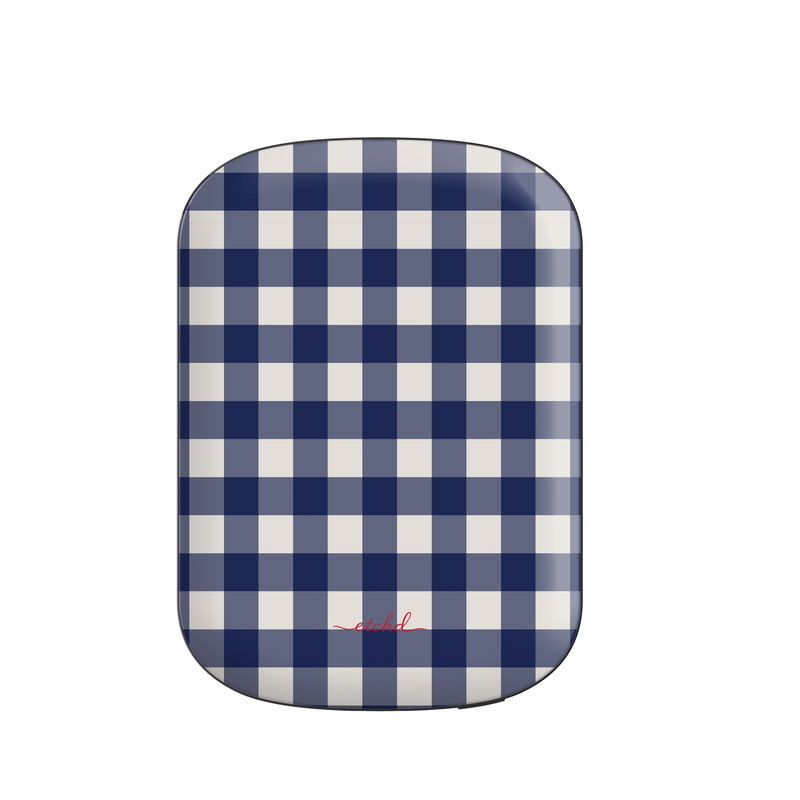 Navy & Cream Gingham Powerbank magnetico di etchd