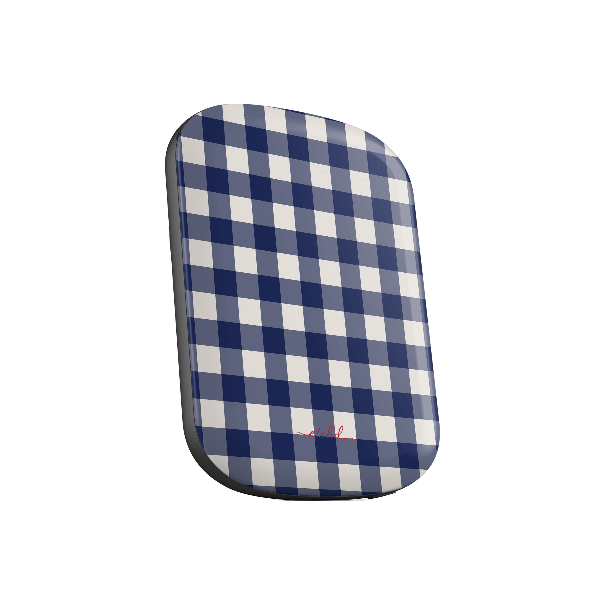 Navy & Cream Gingham Powerbank magnetico di etchd, vista 2