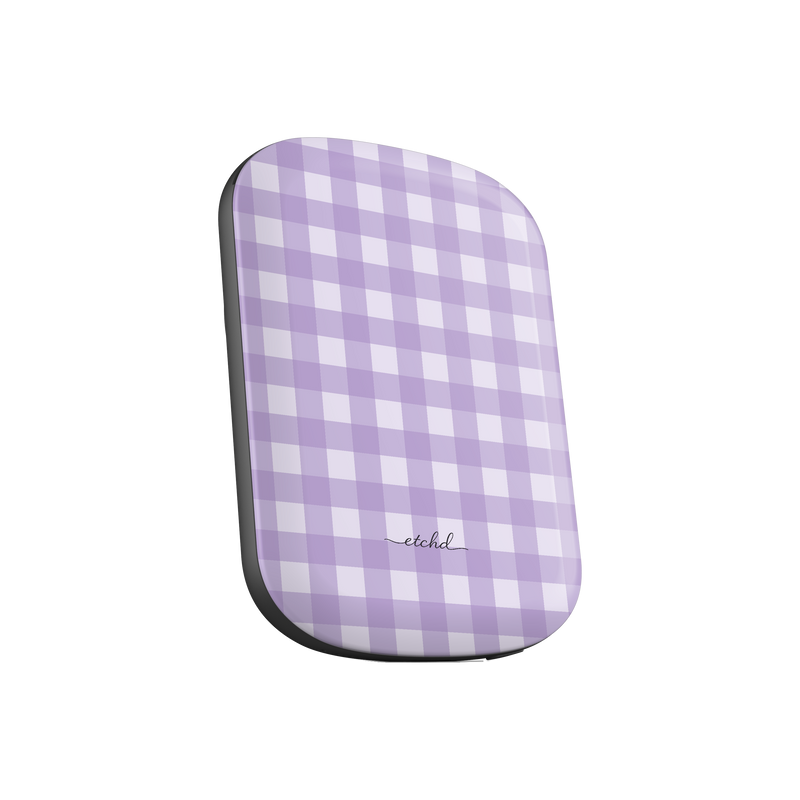 Lilac & Cream Gingham Magnetic Powerbank by etchd, view 2