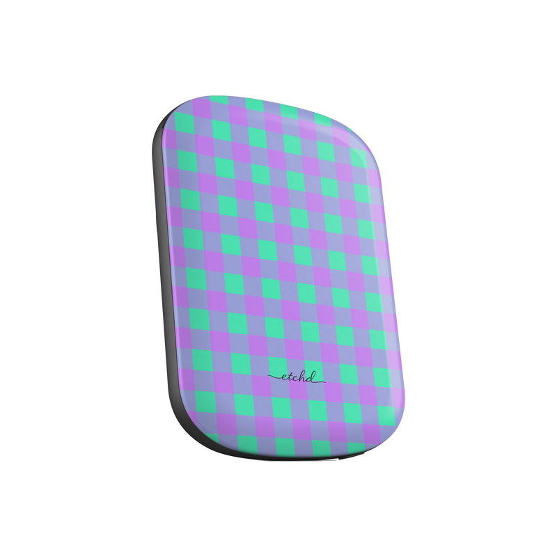 Hypermint & Lilac Gingham Magnetic Powerbank by etchd, view 2
