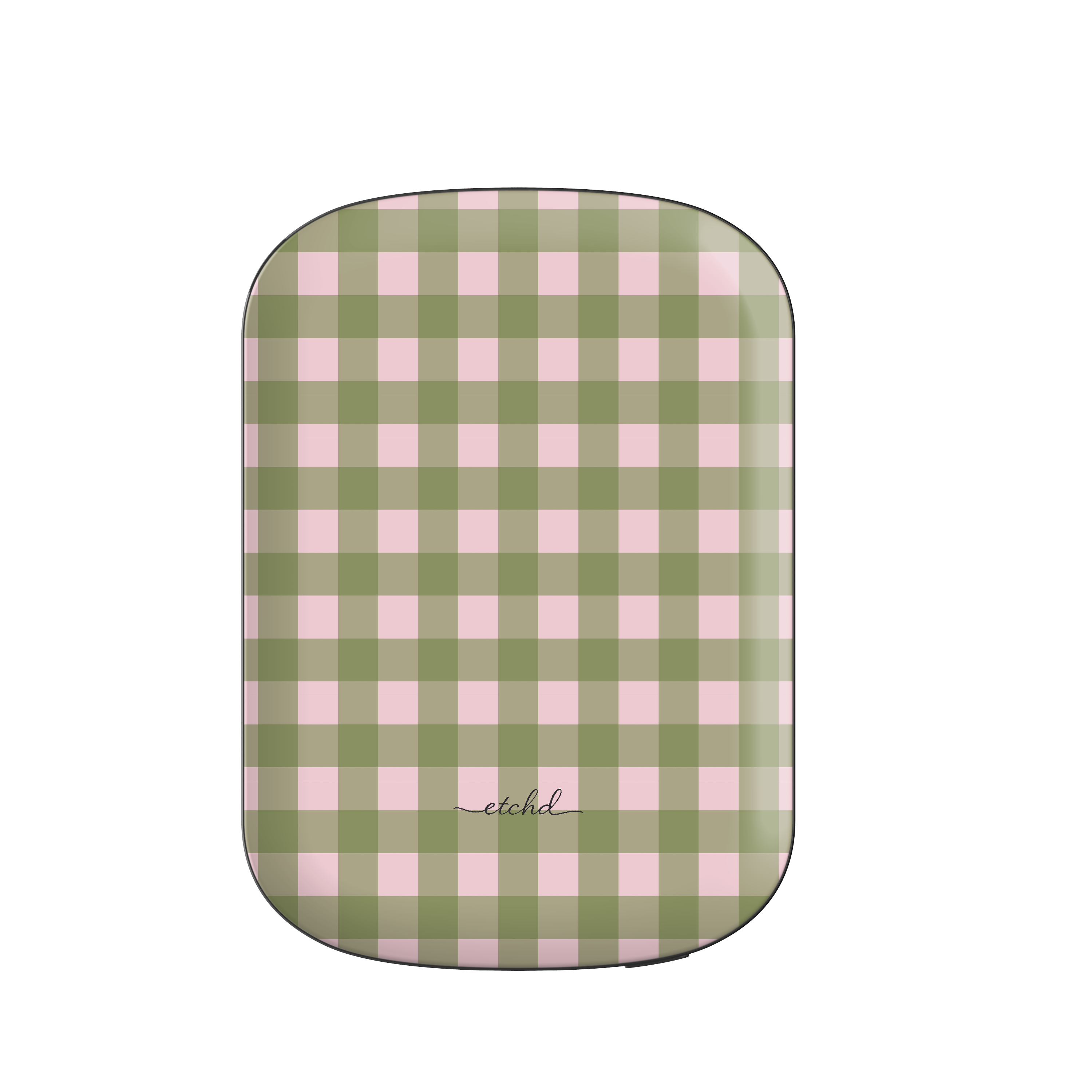 Green & Pink Gingham Magnetic Powerbank by etchd