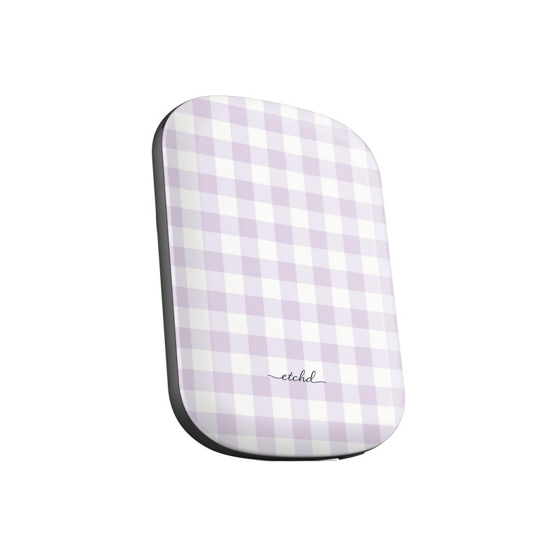 Lilac & White Gingham Magnetic Powerbank by etchd, view 2