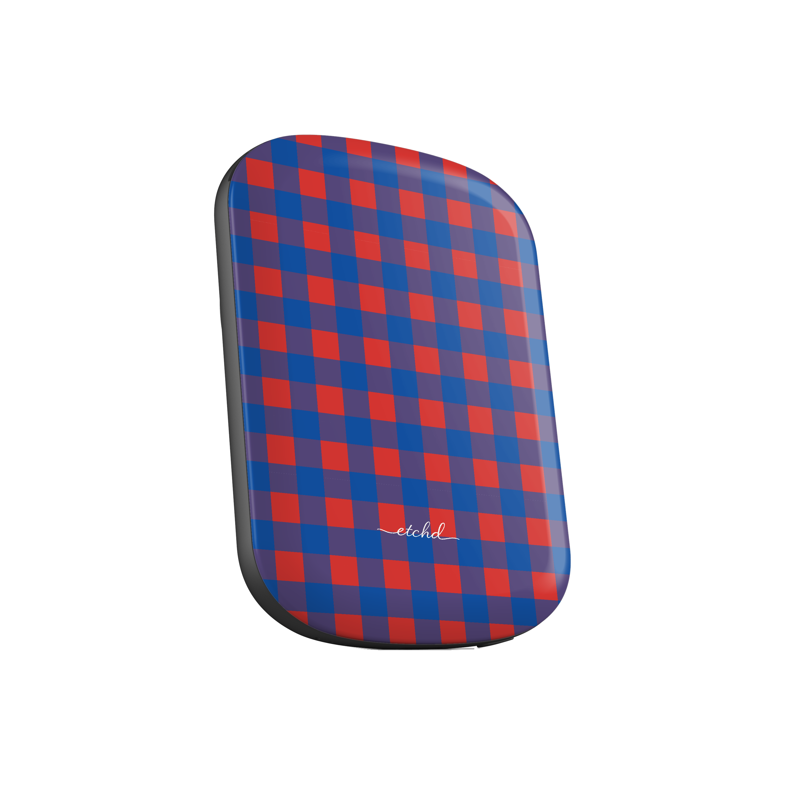 Cobalt & Poppy Gingham Magnetic Powerbank by etchd, view 2