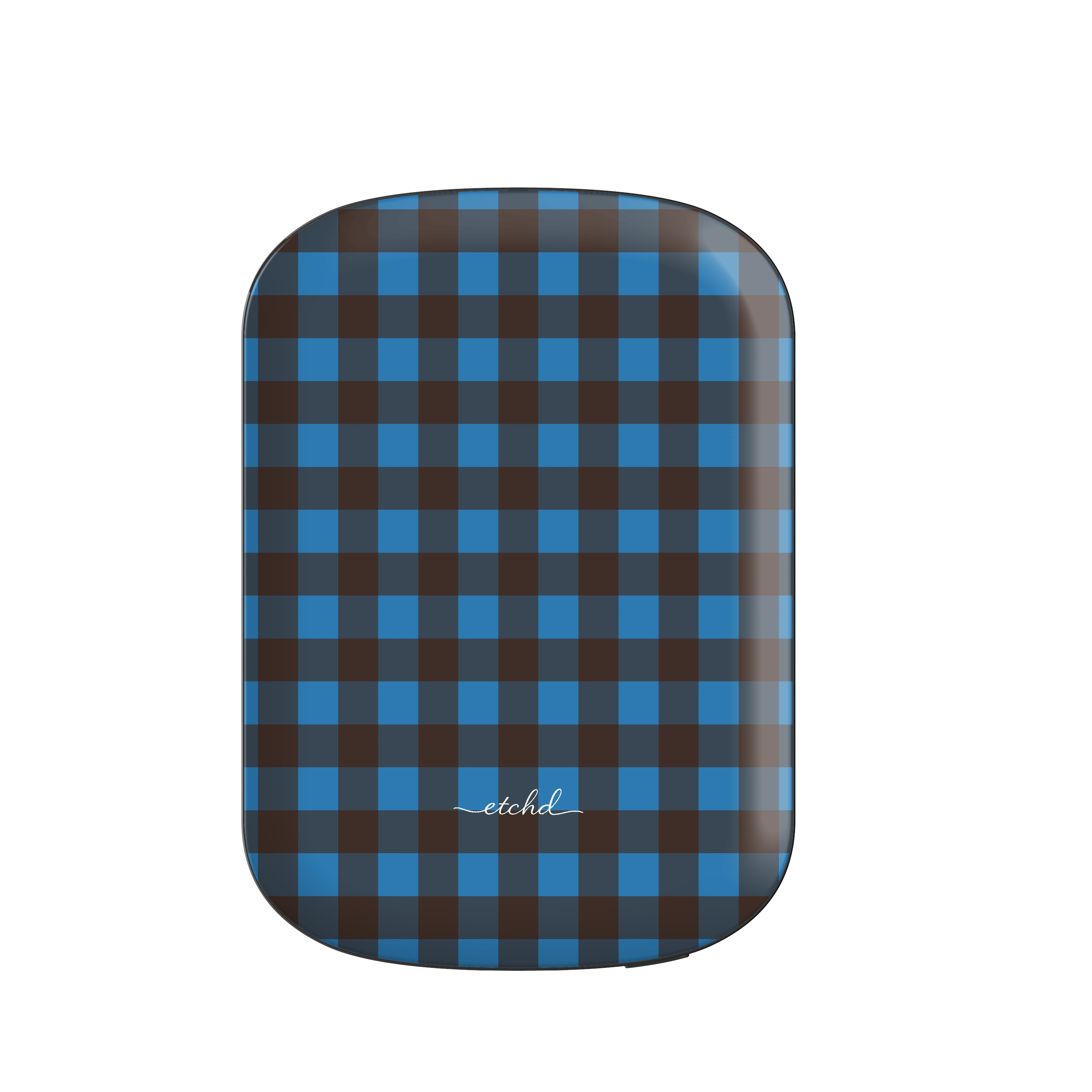 Cerulean & Espresso Gingham Magnetic Powerbank by etchd