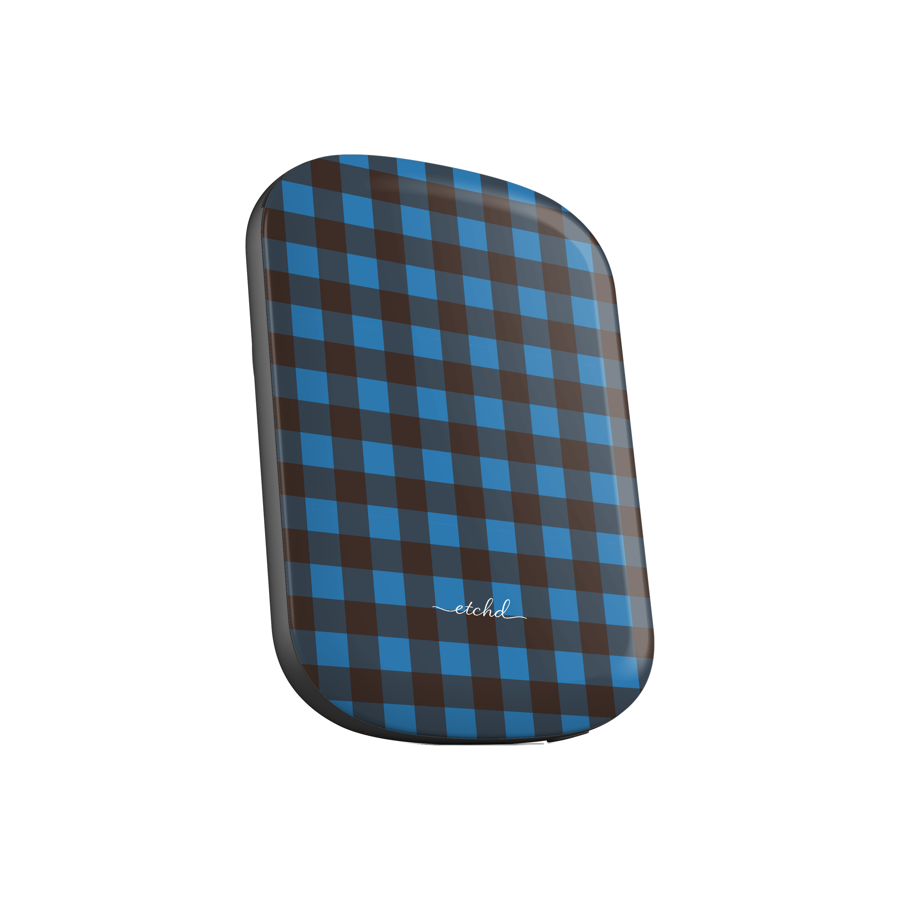 Cerulean & Espresso Gingham Magnetic Powerbank by etchd, view 2