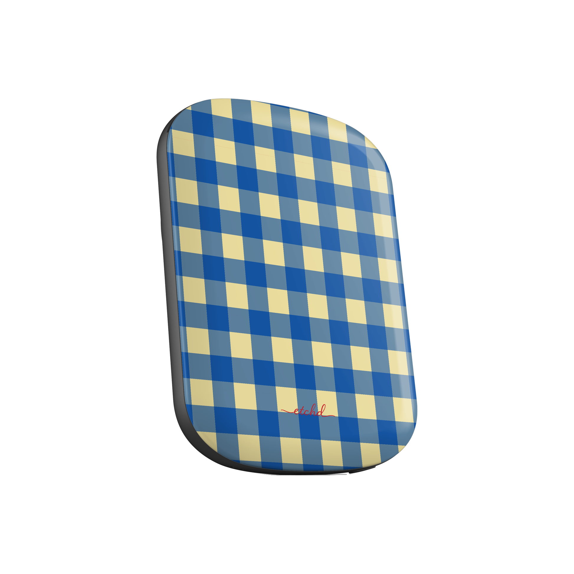 Butter & Cobalt Gingham Powerbank magnetico di etchd, vista 2
