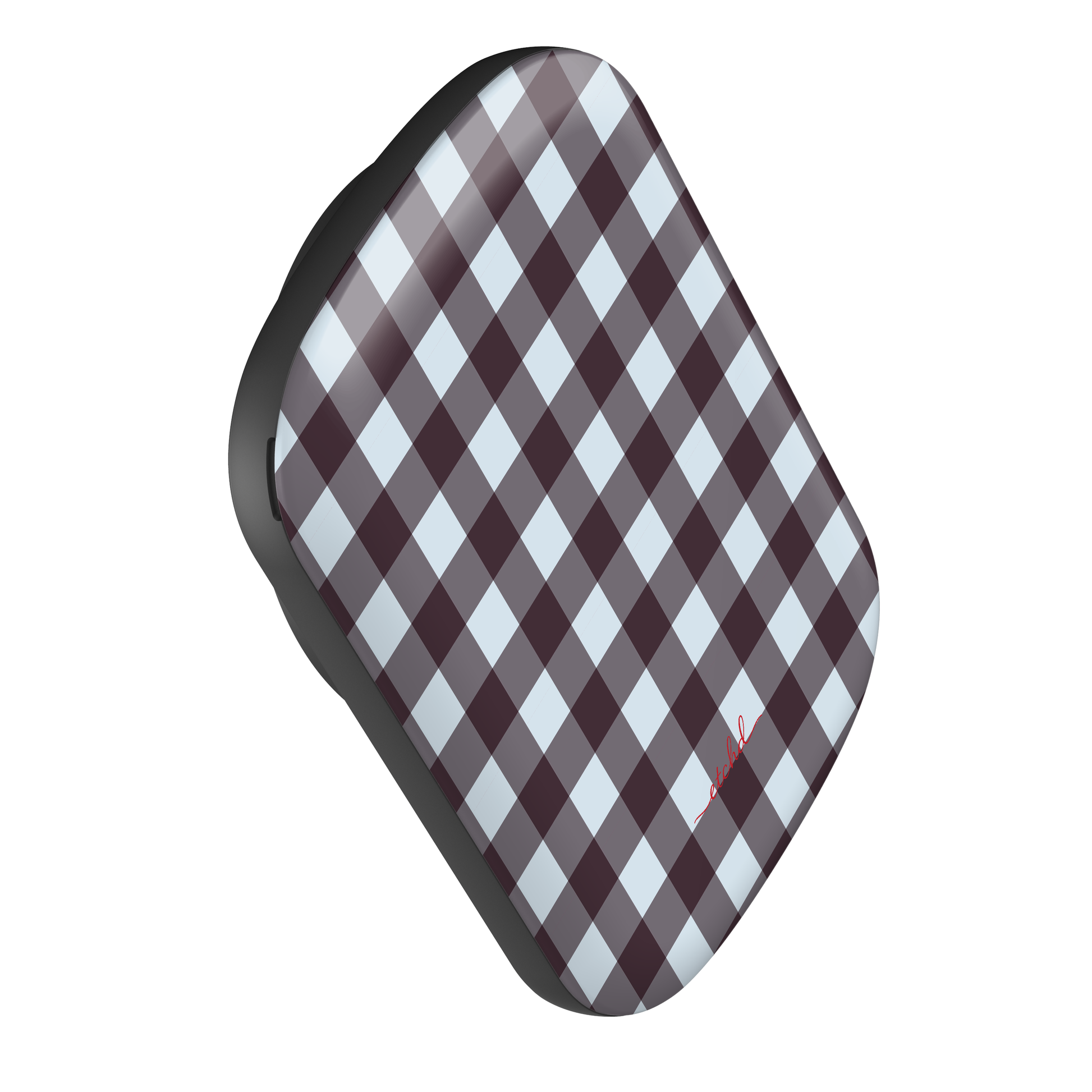 Blue & Plum Gingham Batería externa magnética de etchd, vista 3
