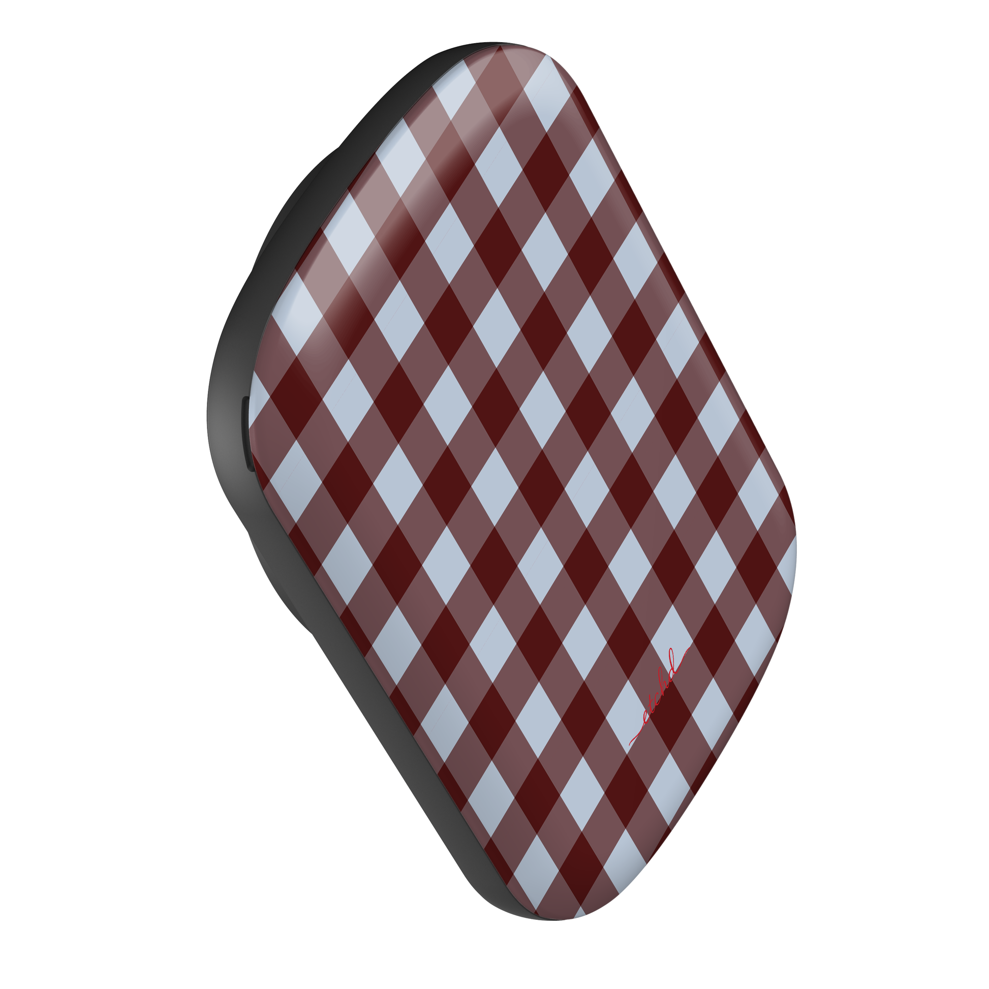 Blue & Cherry Gingham Batería externa magnética de etchd, vista 3