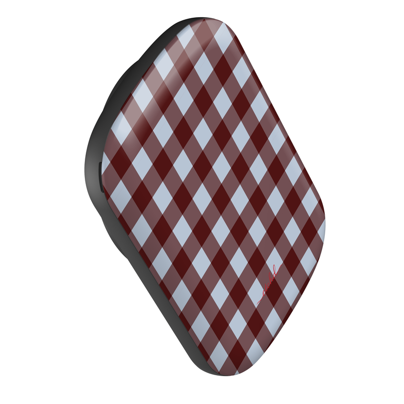 Blue & Cherry Gingham Batería externa magnética de etchd, vista 3