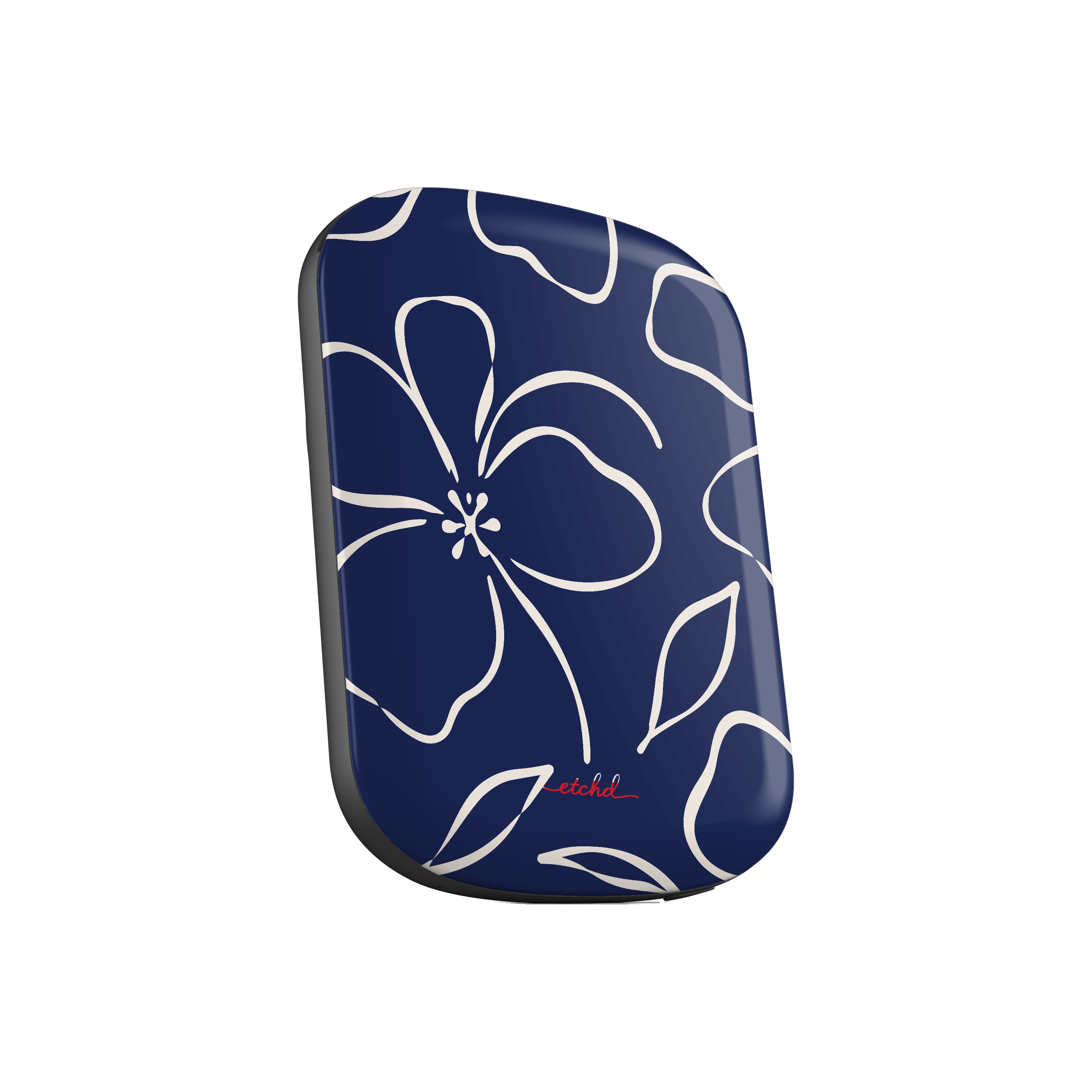 Navy & Cream Floral Batería externa magnética de etchd, vista 2