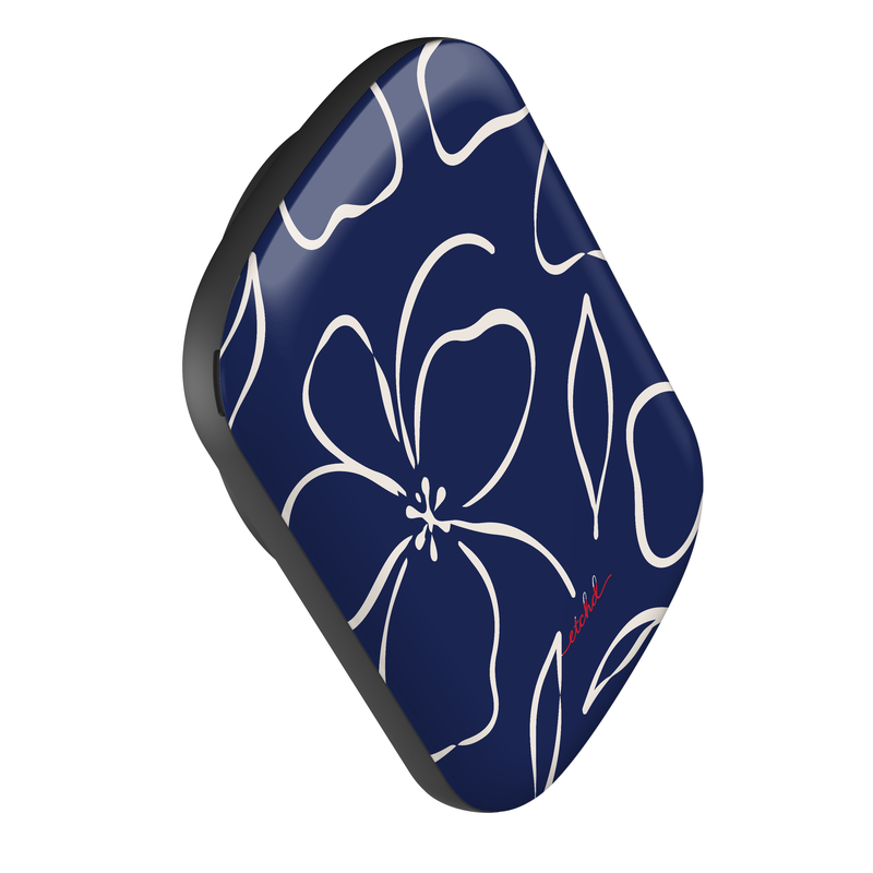 Navy & Cream Floral Powerbank magnetico di etchd, vista 3