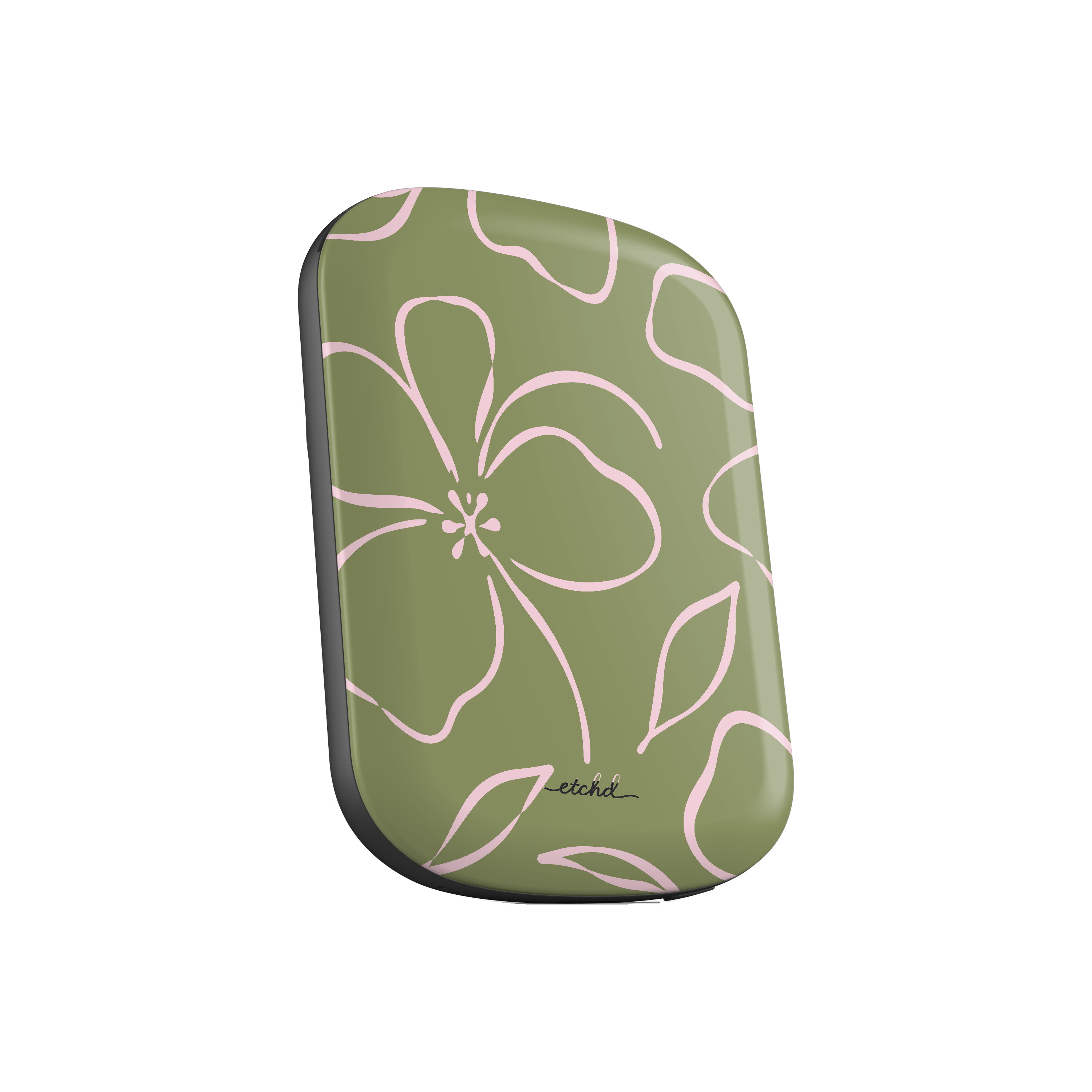 Green & Pink Floral Powerbank magnetico di etchd, vista 2