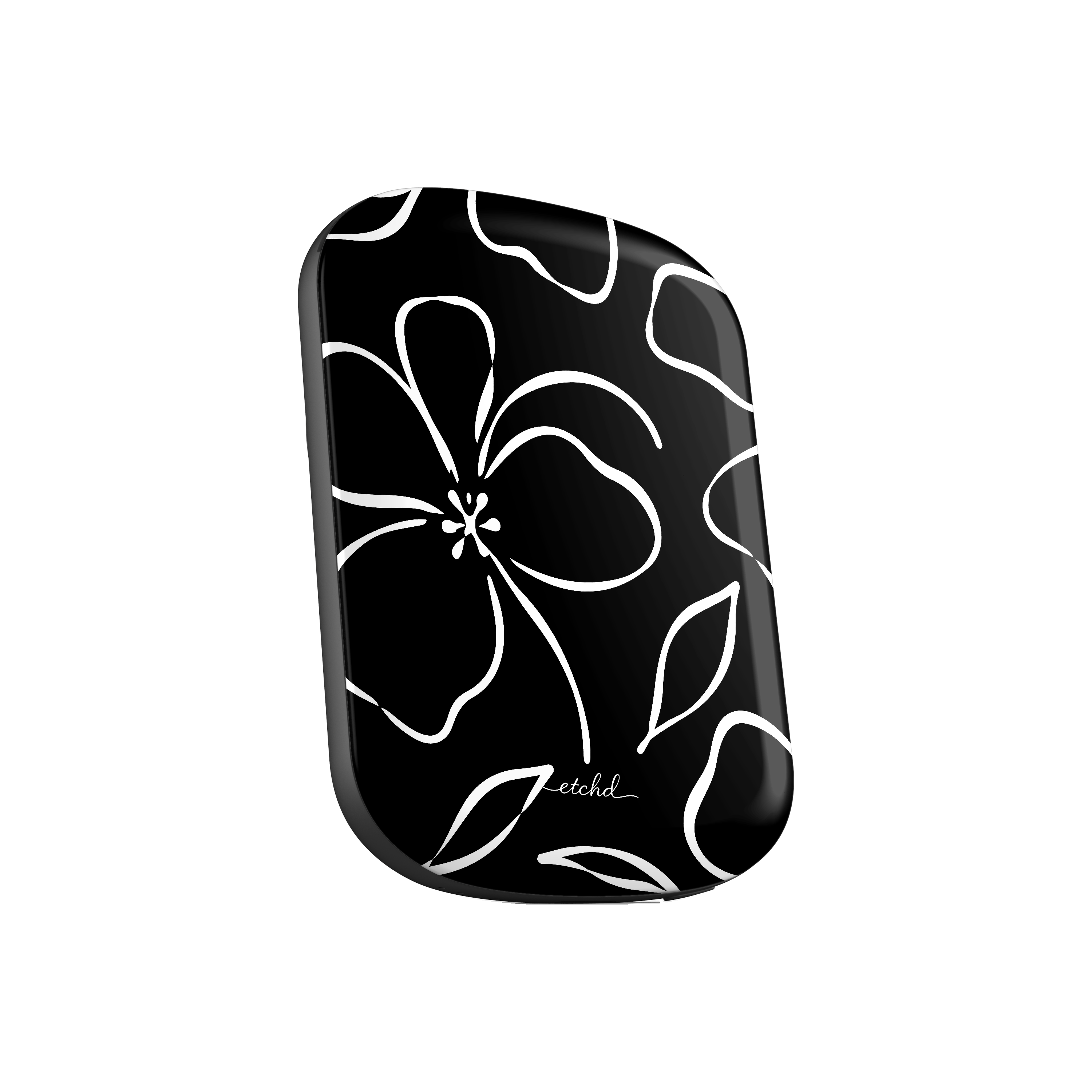 Black & White Floral Powerbank magnetico di etchd, vista 2