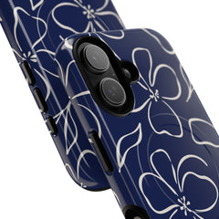 Navy & Cream Floral Magnetic Phone Case by etchd, view 87
