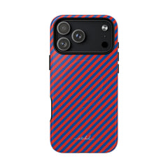 Cobalt & Poppy Striped Diagonal Magnetic Phone Case by etchd, view 31