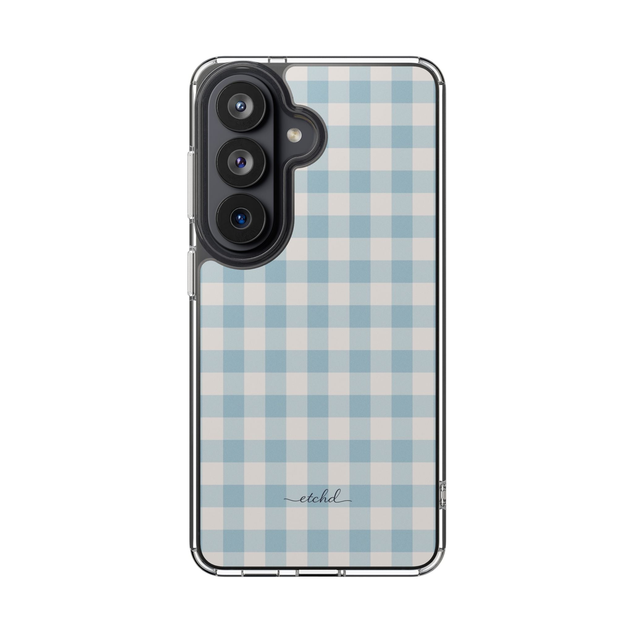 Cornflower Gingham Clear Phone Case by etchd, view 23
