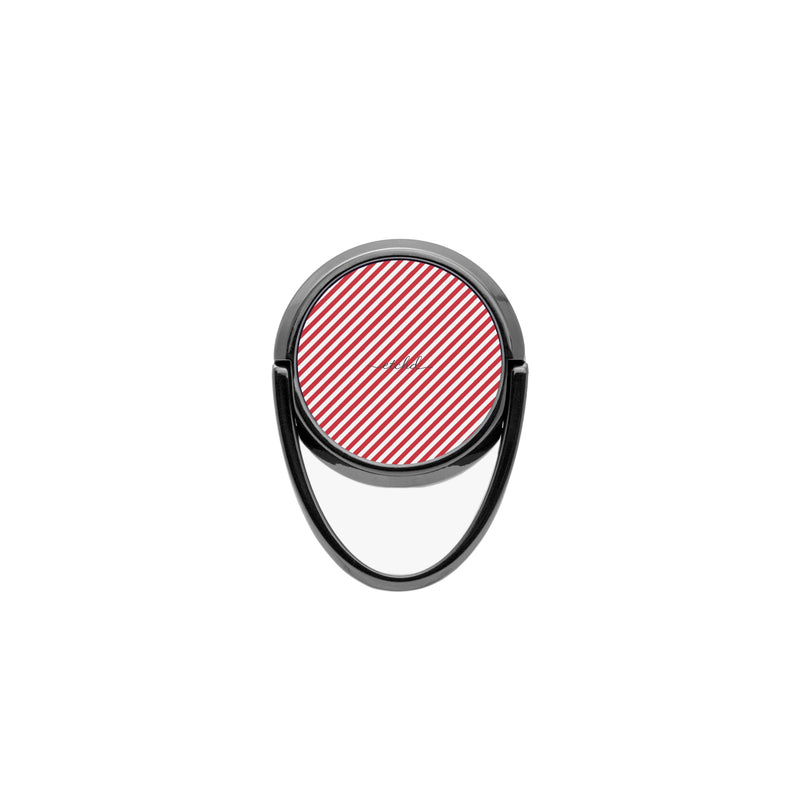 Classic Red & White Striped Diagonal Phone Ring Holder-zoom-