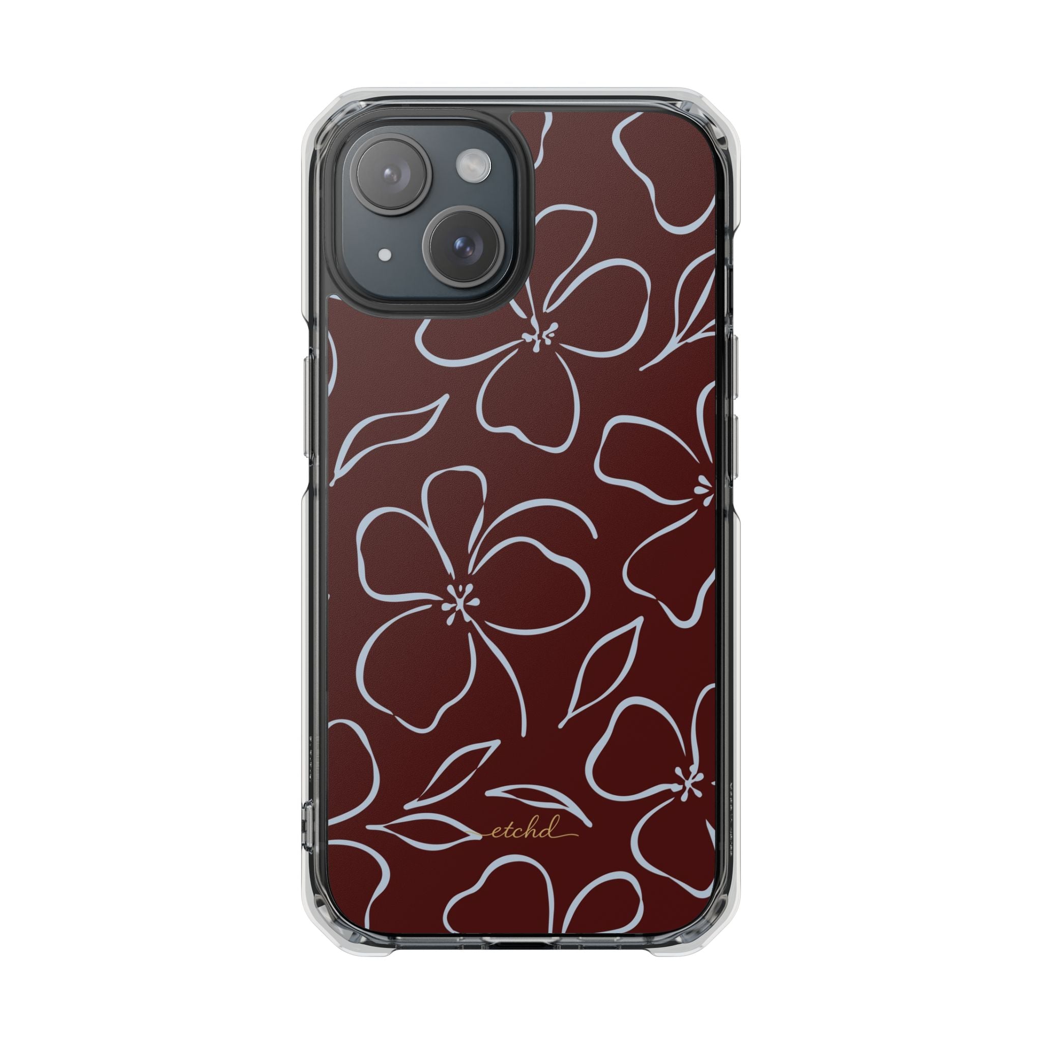 Blue & Cherry Floral Funda transparente magnética para móvil de etchd, vista 2