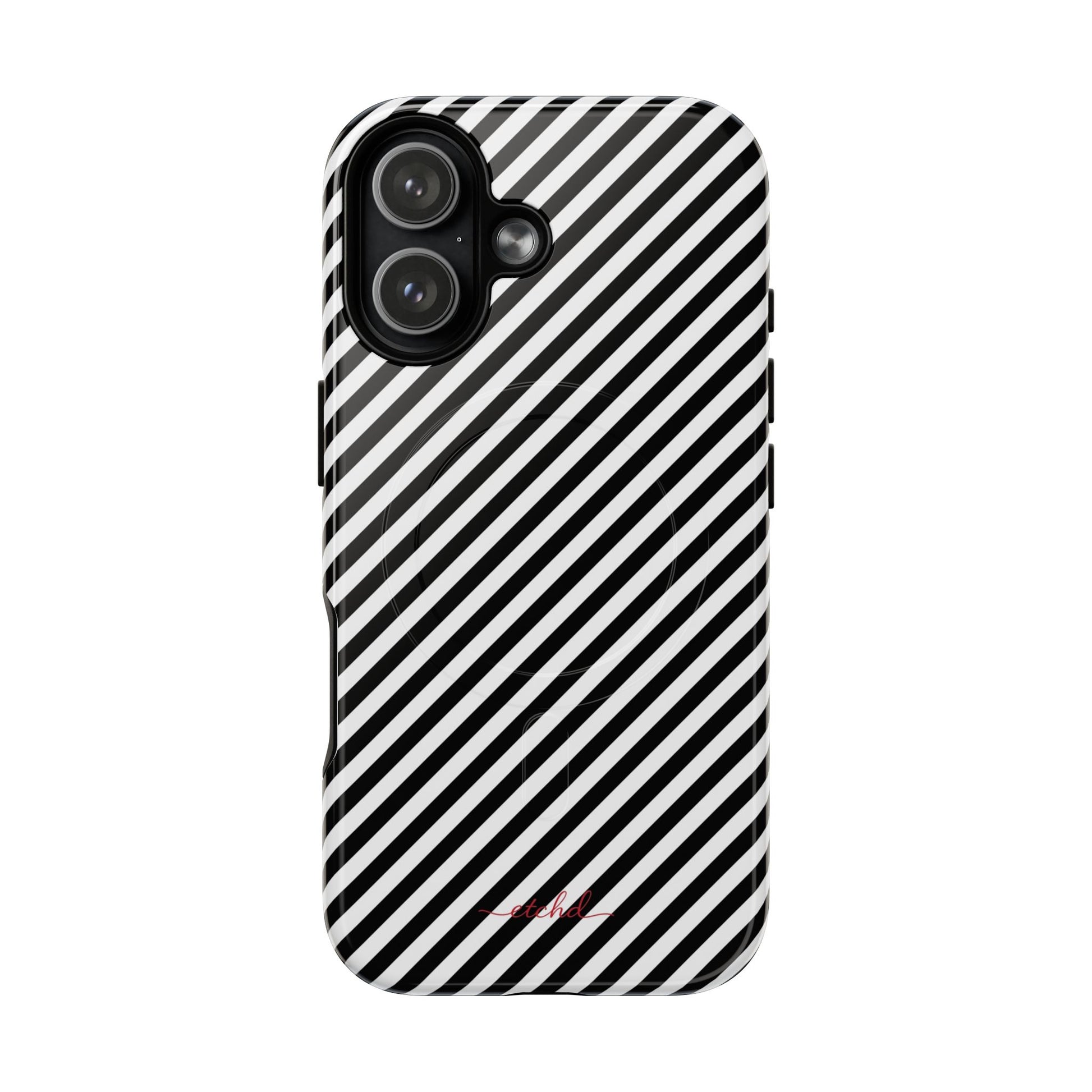 Black & White Striped Diagonal Magnetic Phone Case by etchd, view 25