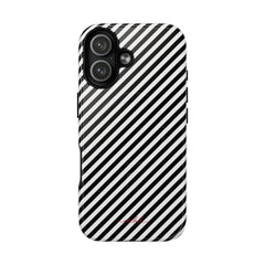 Black & White Striped Diagonal Magnetic Phone Case by etchd, view 25
