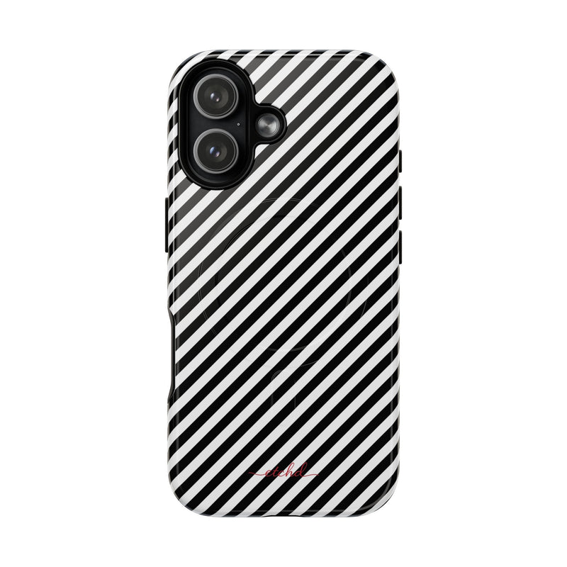Black & White Striped Diagonal Magnetic Phone Case by etchd, view 25