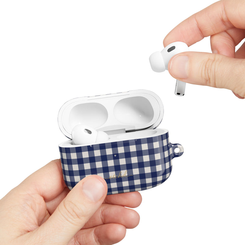 Navy & Cream Gingham AirPod Case by etchd, view 11
