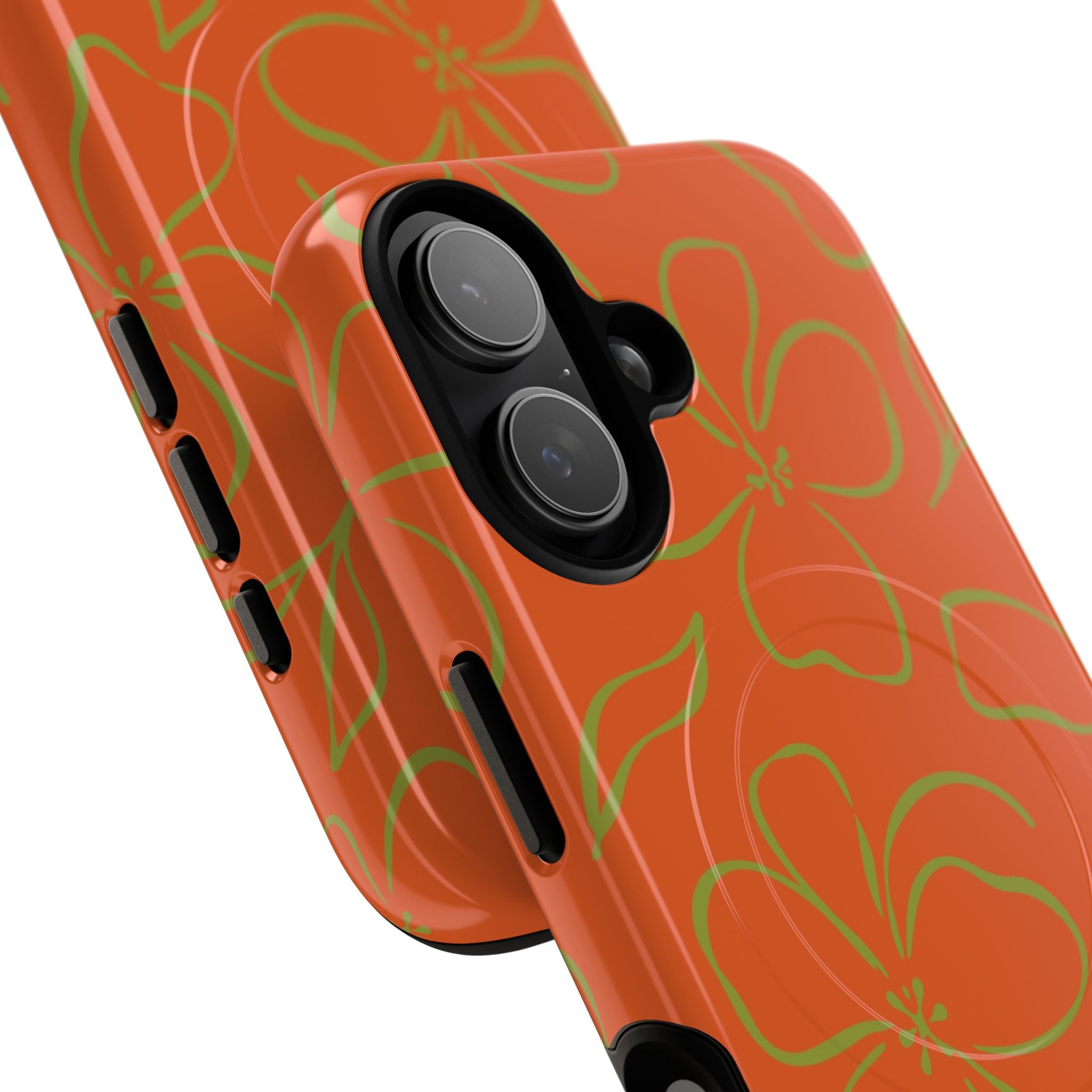 Persimmon & Wasabi Floral Magnetic Phone Case by etchd, view 87
