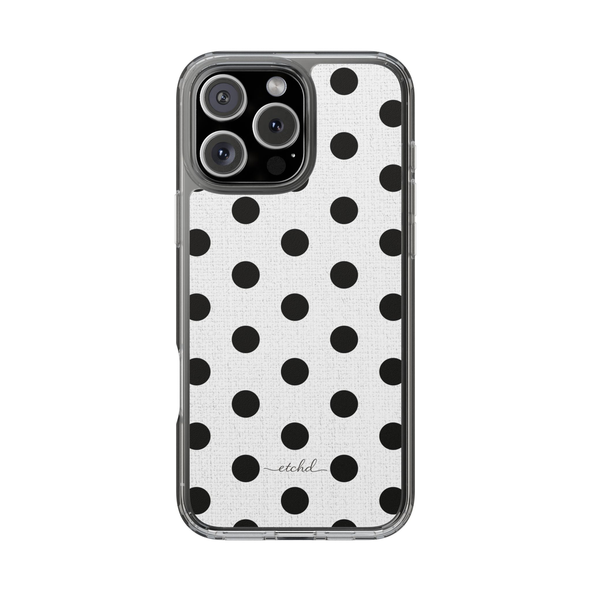 Black & White Polka Dot Clear Phone Case by etchd
