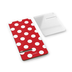 Classic Red Polka Dot Phone Stand by etchd, view 2
